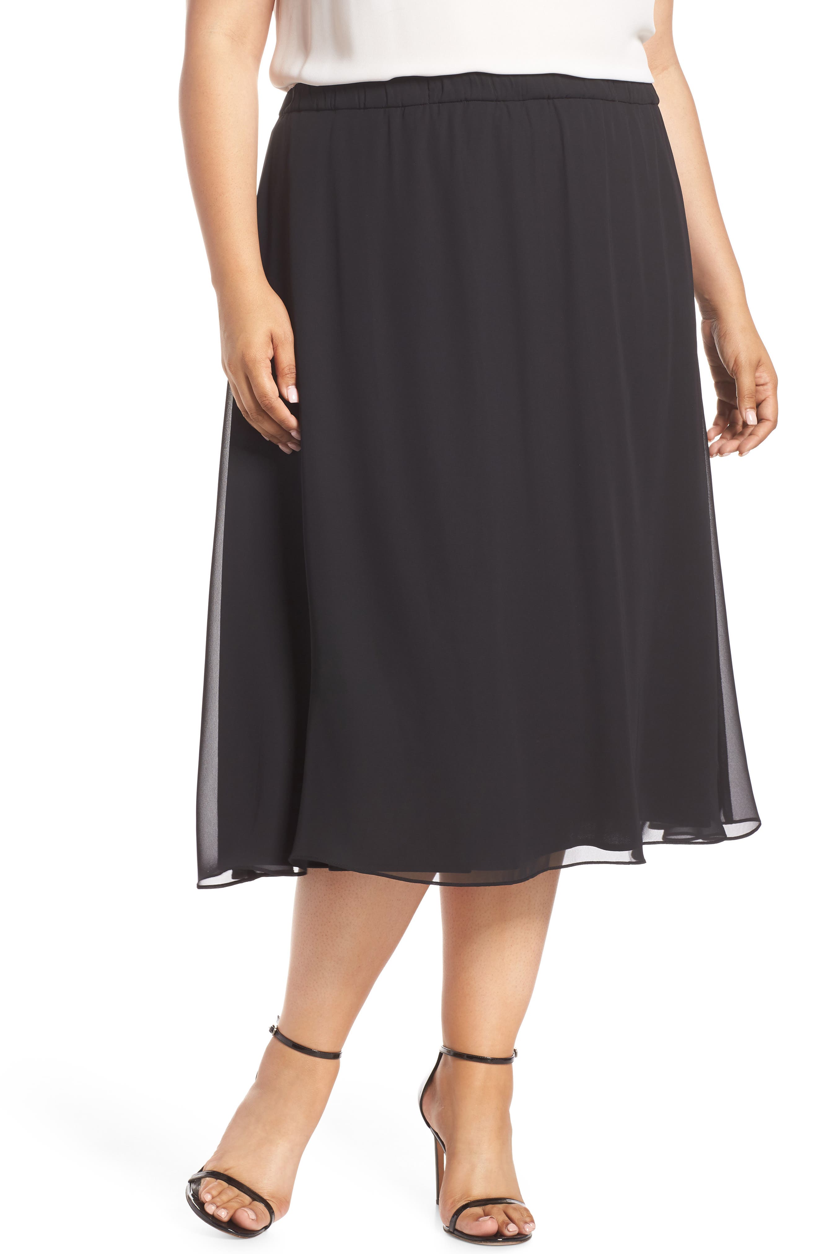 Plus Size Alex Evenings Chiffon A-Line Skirt, Black
