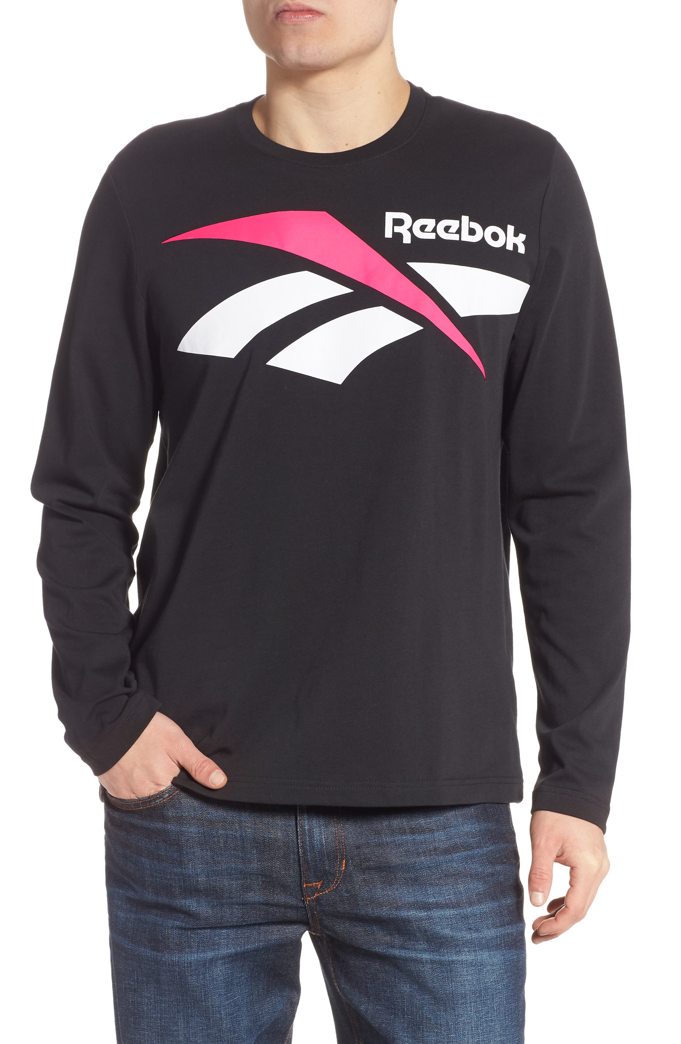 Reebok Classics Vector Logo Long Sleeve T-Shirt, Black
