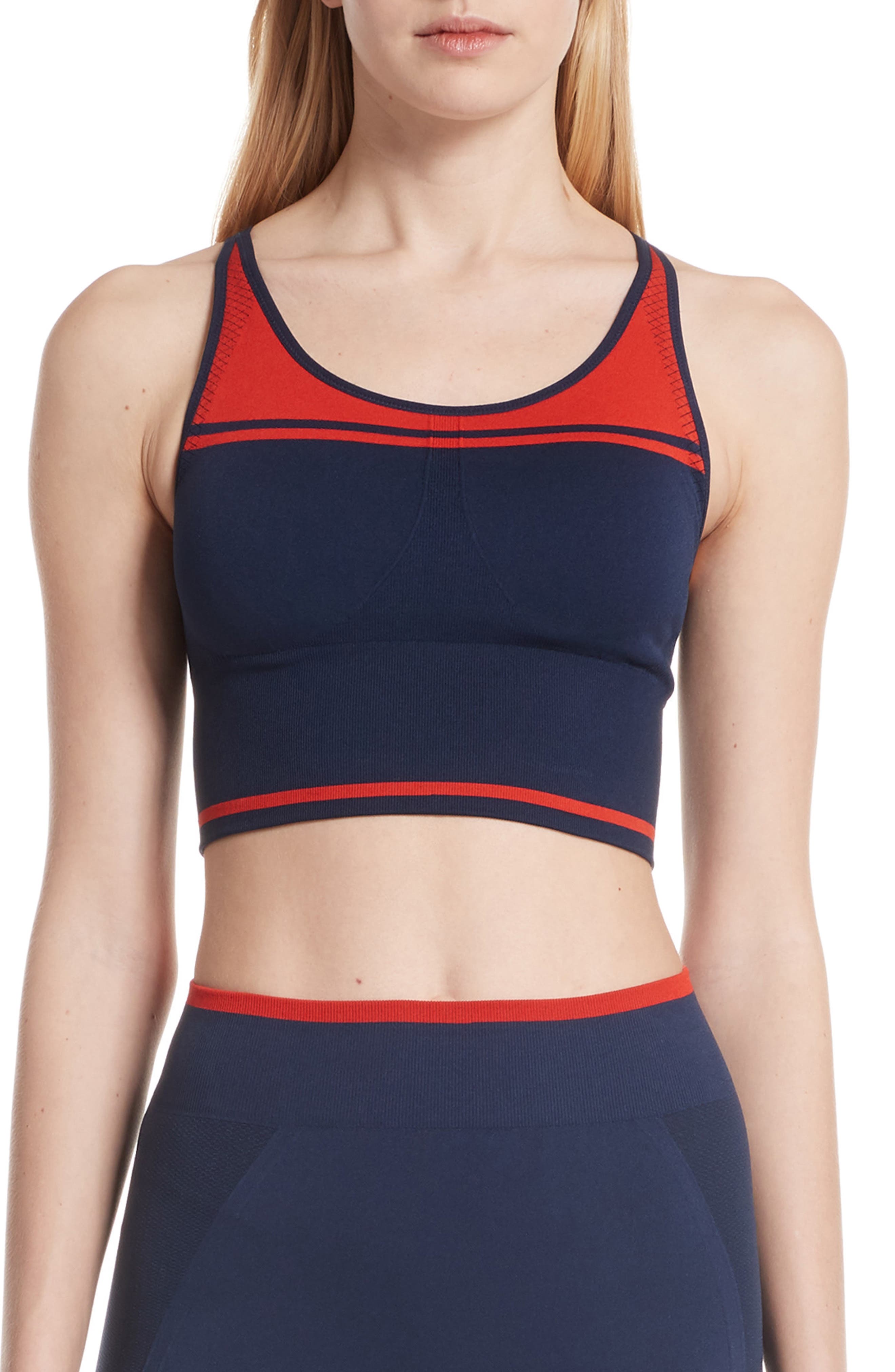 Tory Sport Two-Tone Seamless Camisole Long Bra, Blue