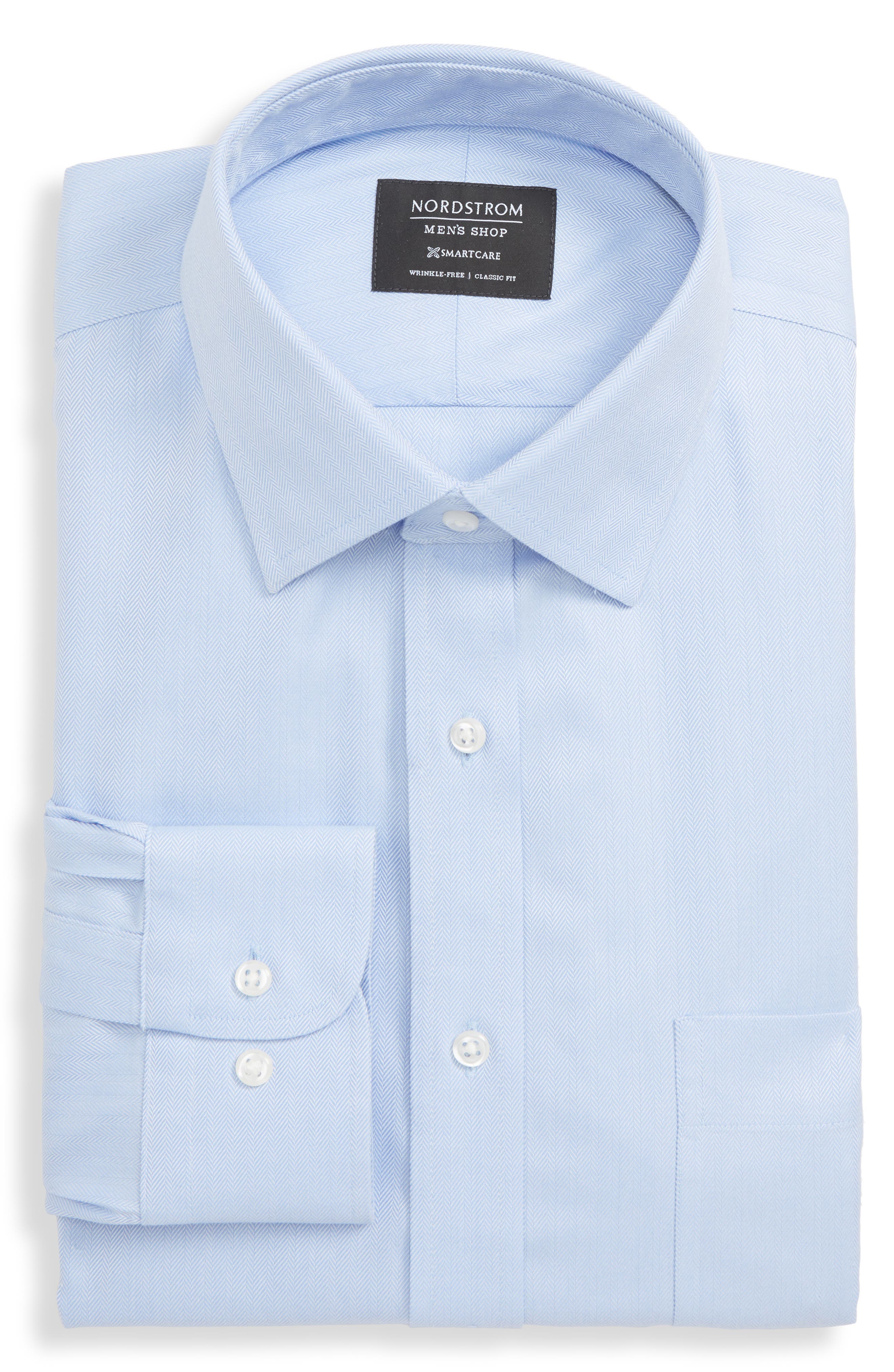 Nordstrom Shop Smartcare(TM) Classic Fit Herringbone Dress Shirt - Blue