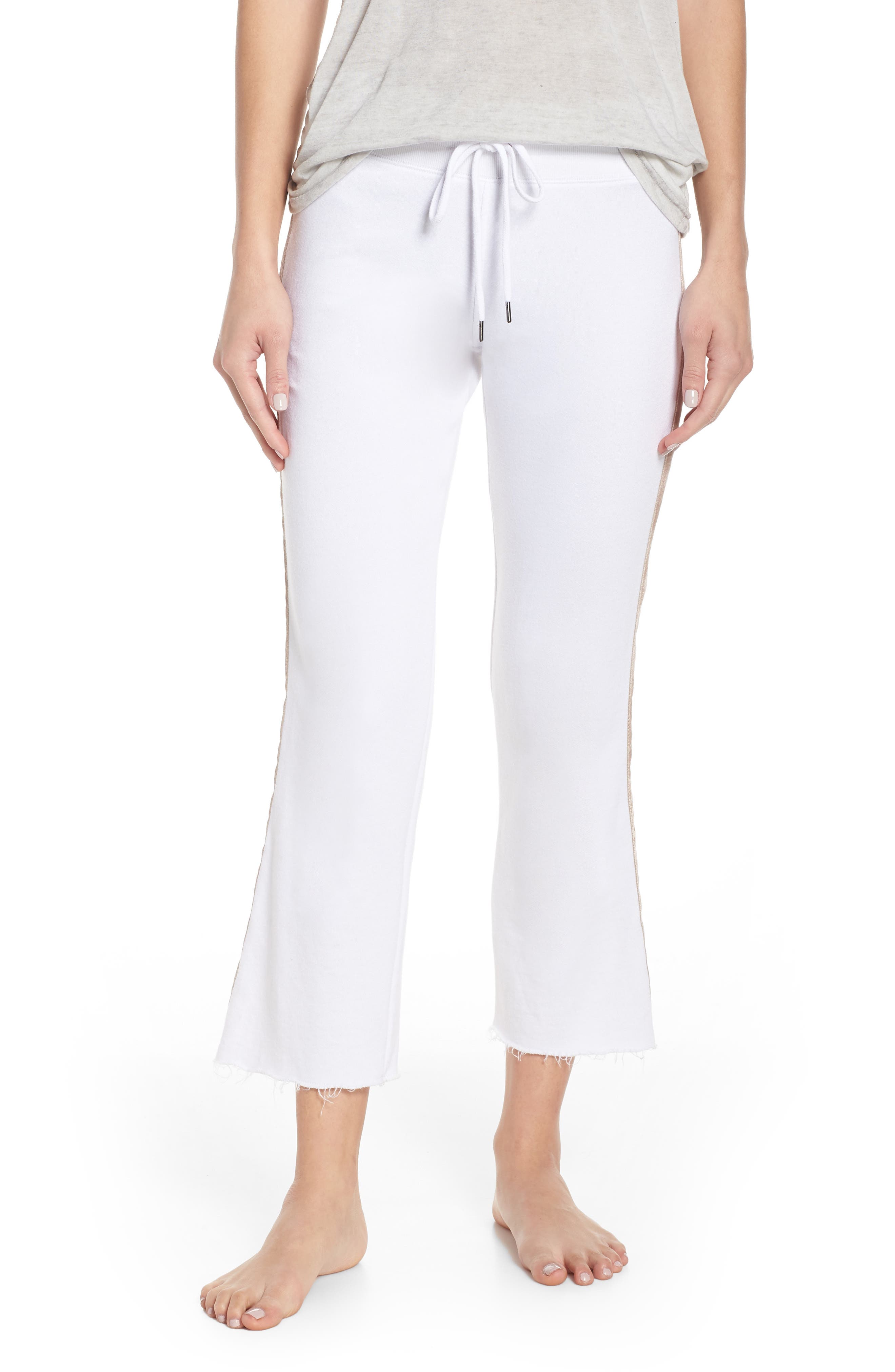 David Lerner Crop Flare Lounge Pants, White