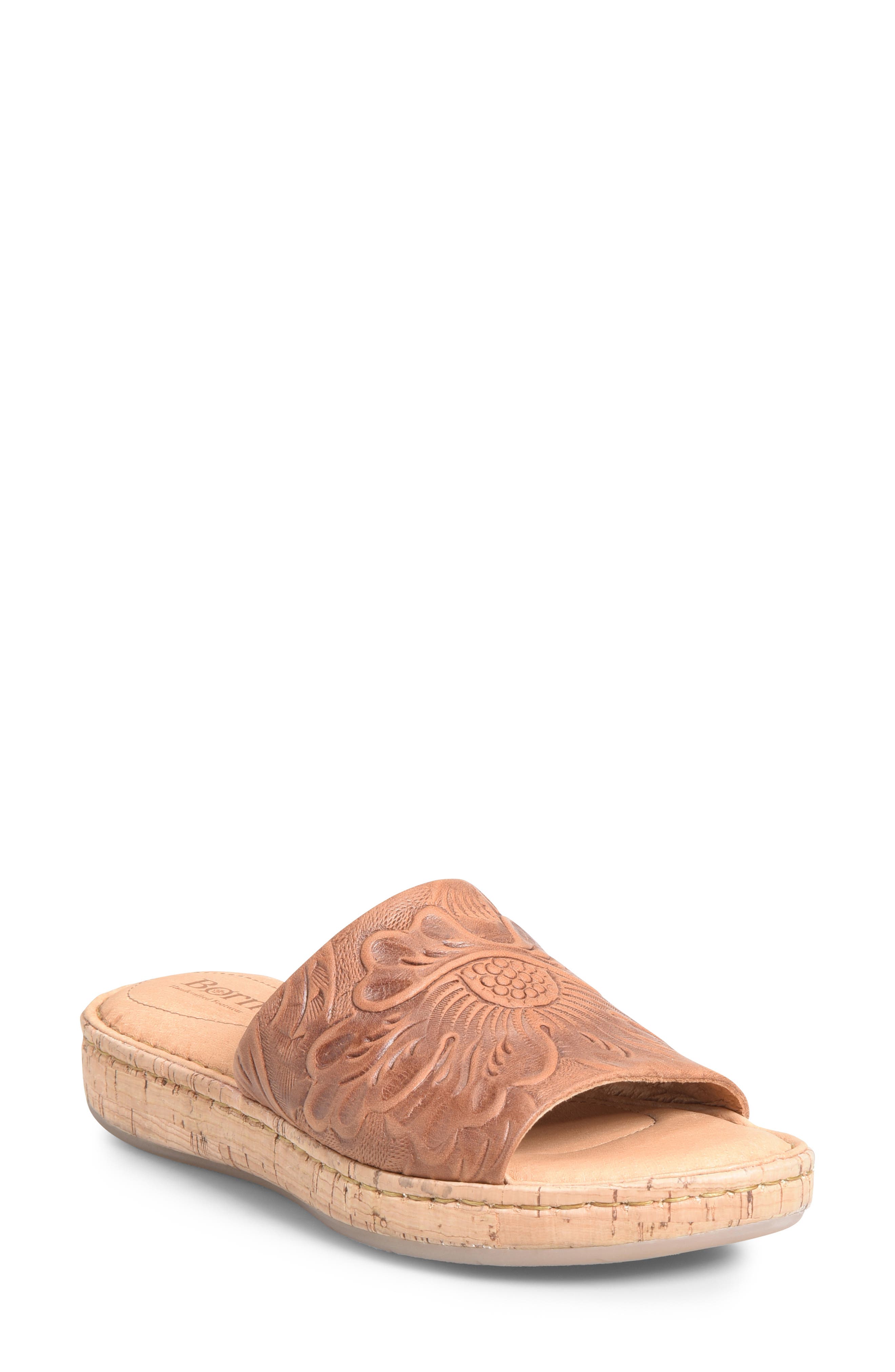 B?rn Fish Lake Tooled Slide Sandal, Brown