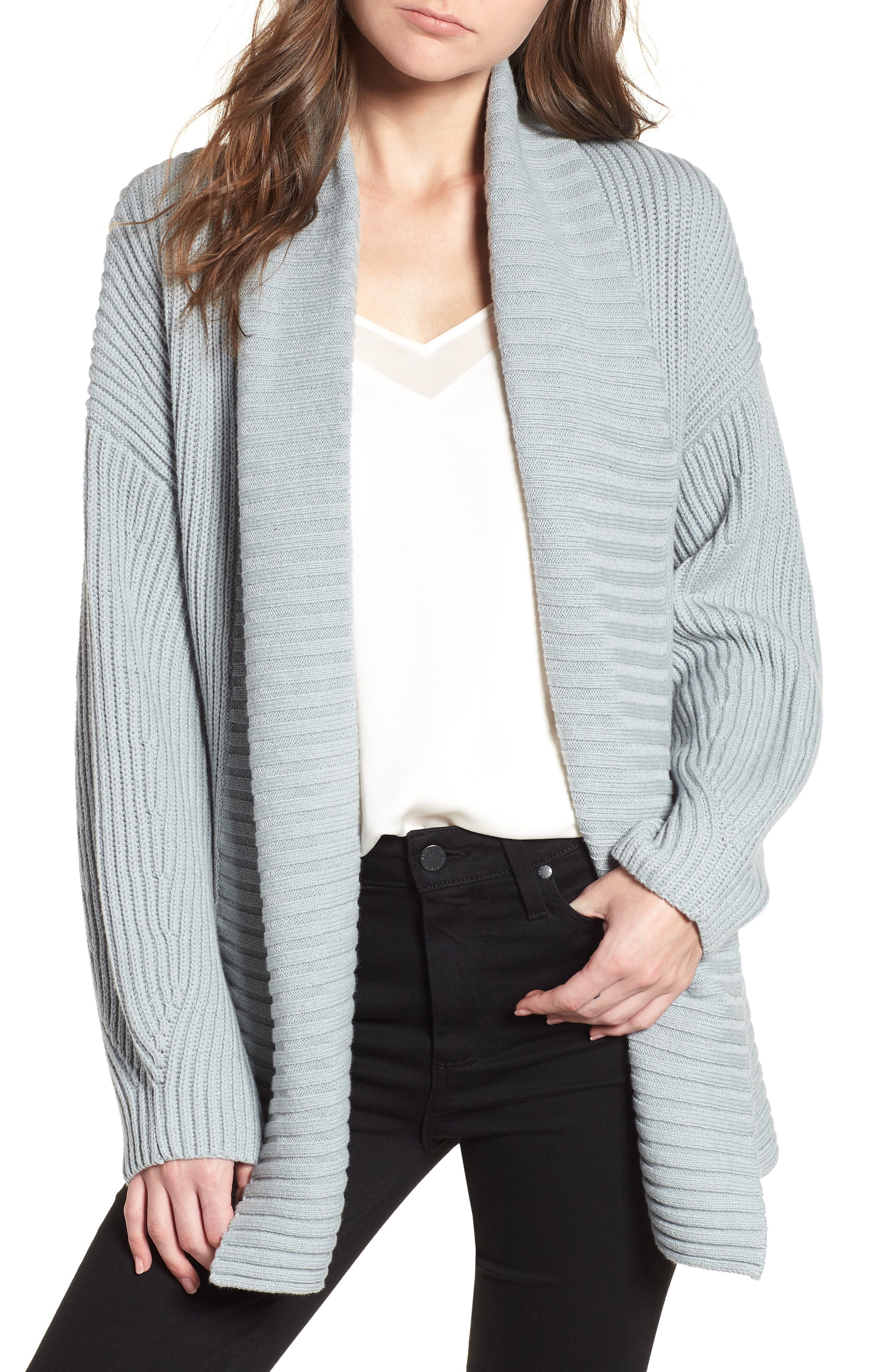 Trouvé Rib Overlap Cardigan | Nordstrom