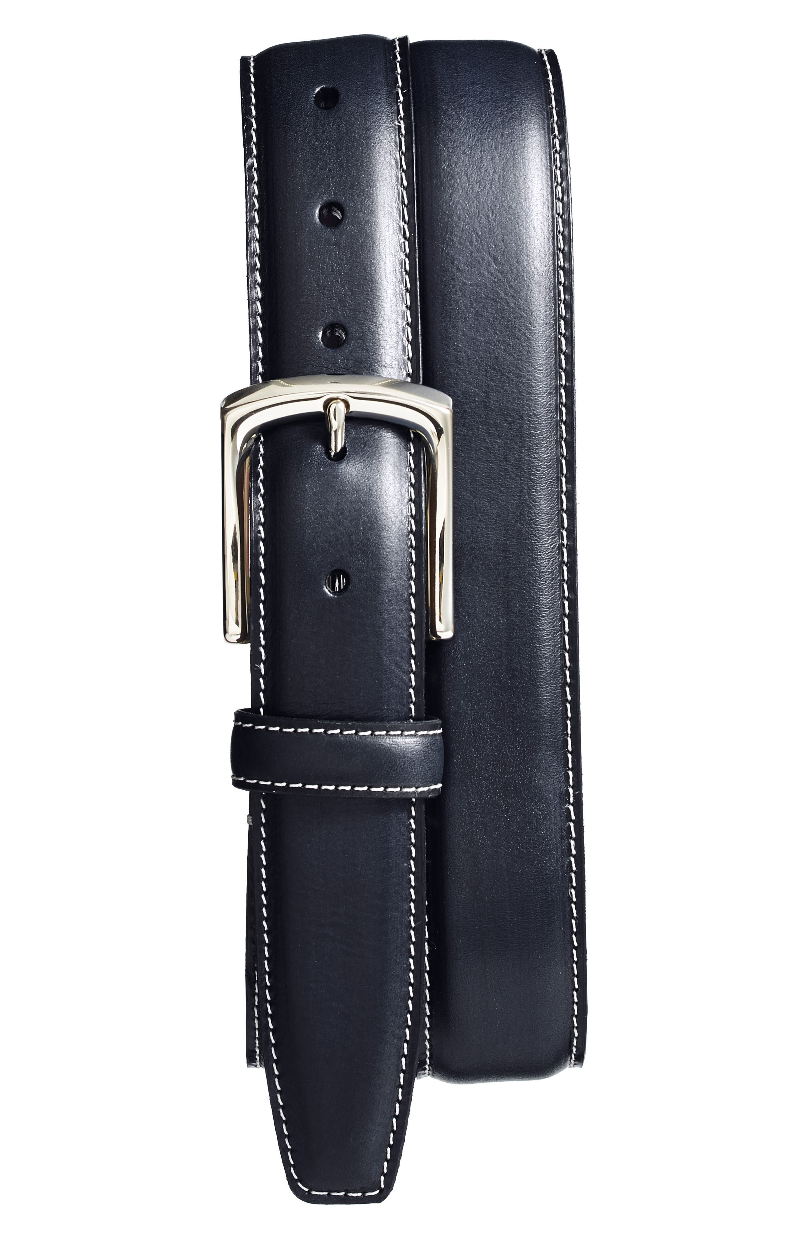 Torino Belts Burnished Leather Belt, Navy