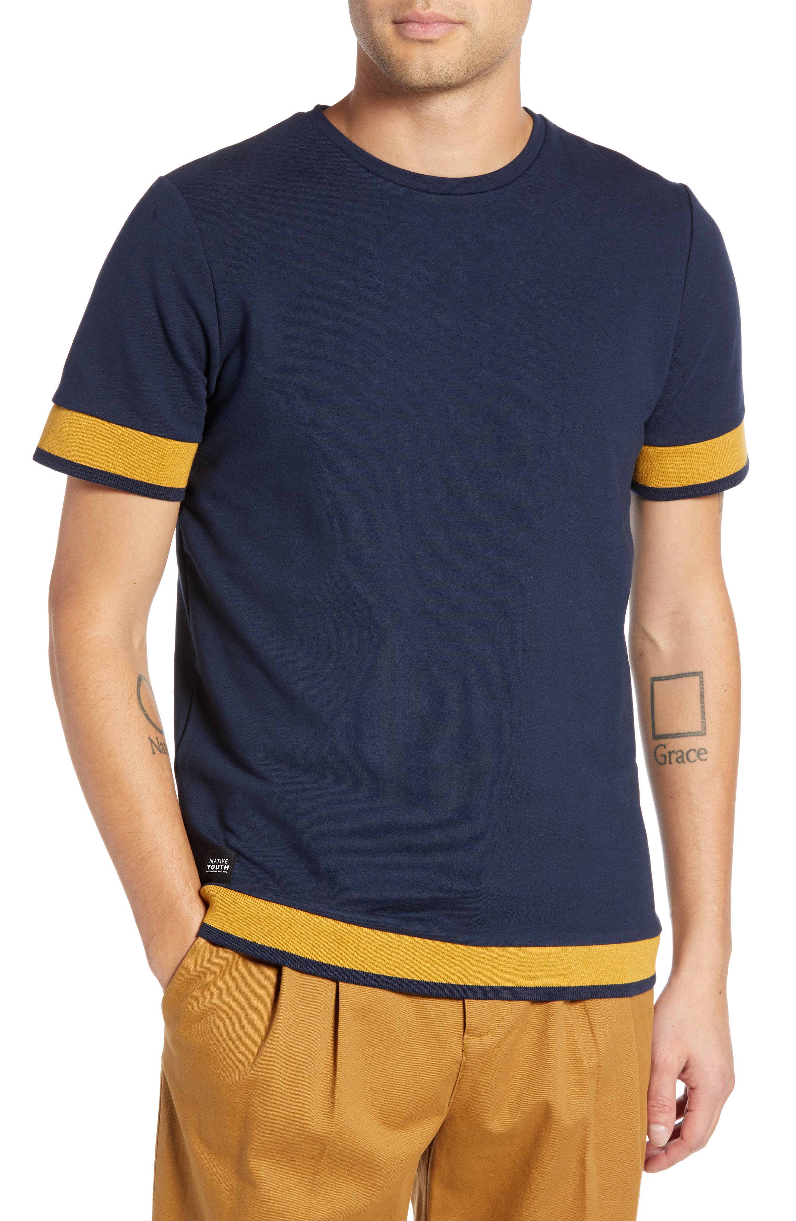 Native Youth Tipped T-Shirt, Blue