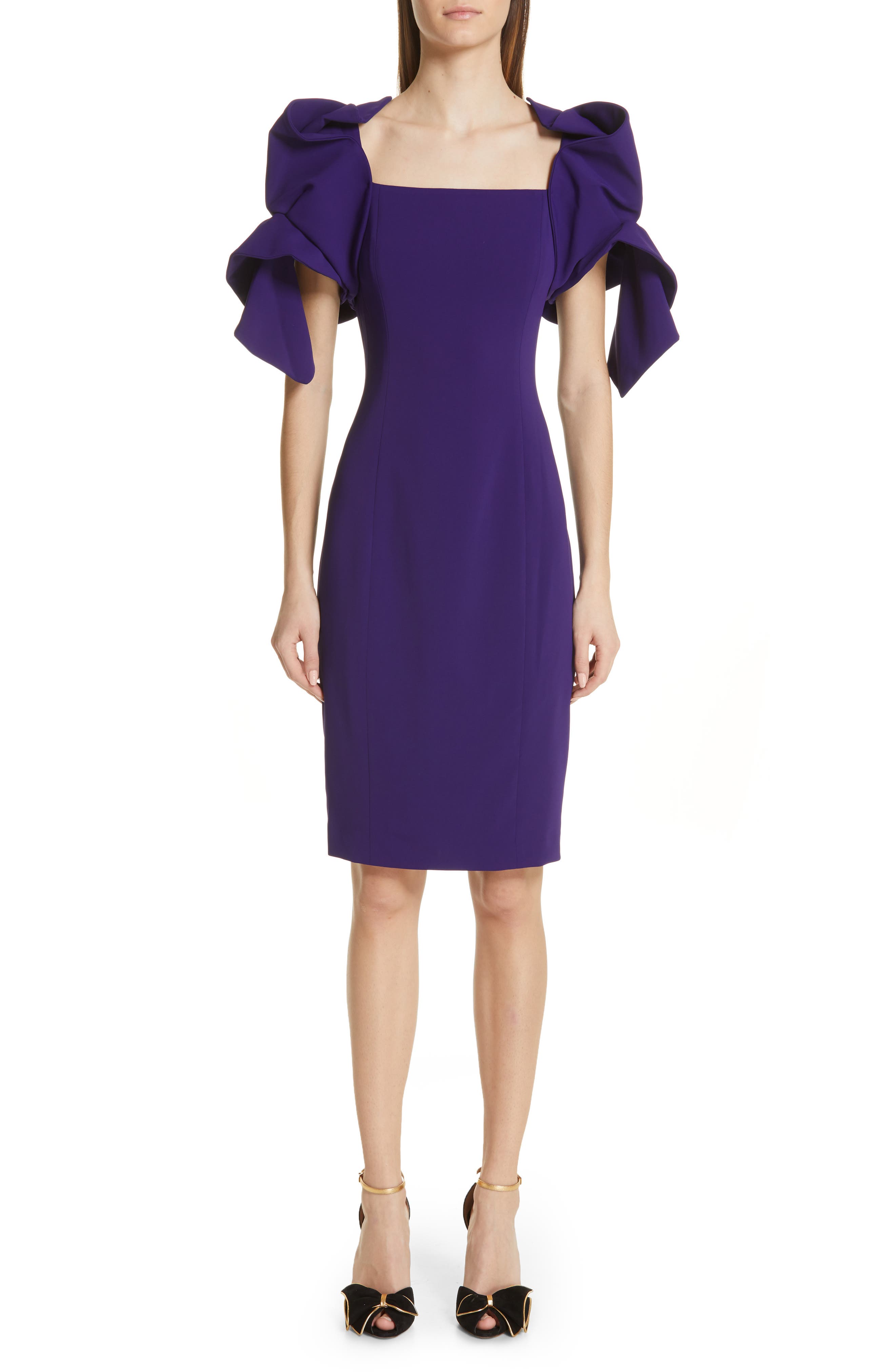 Badgley Mischka Collection Origami Sleeve Cocktail Dress, Purple