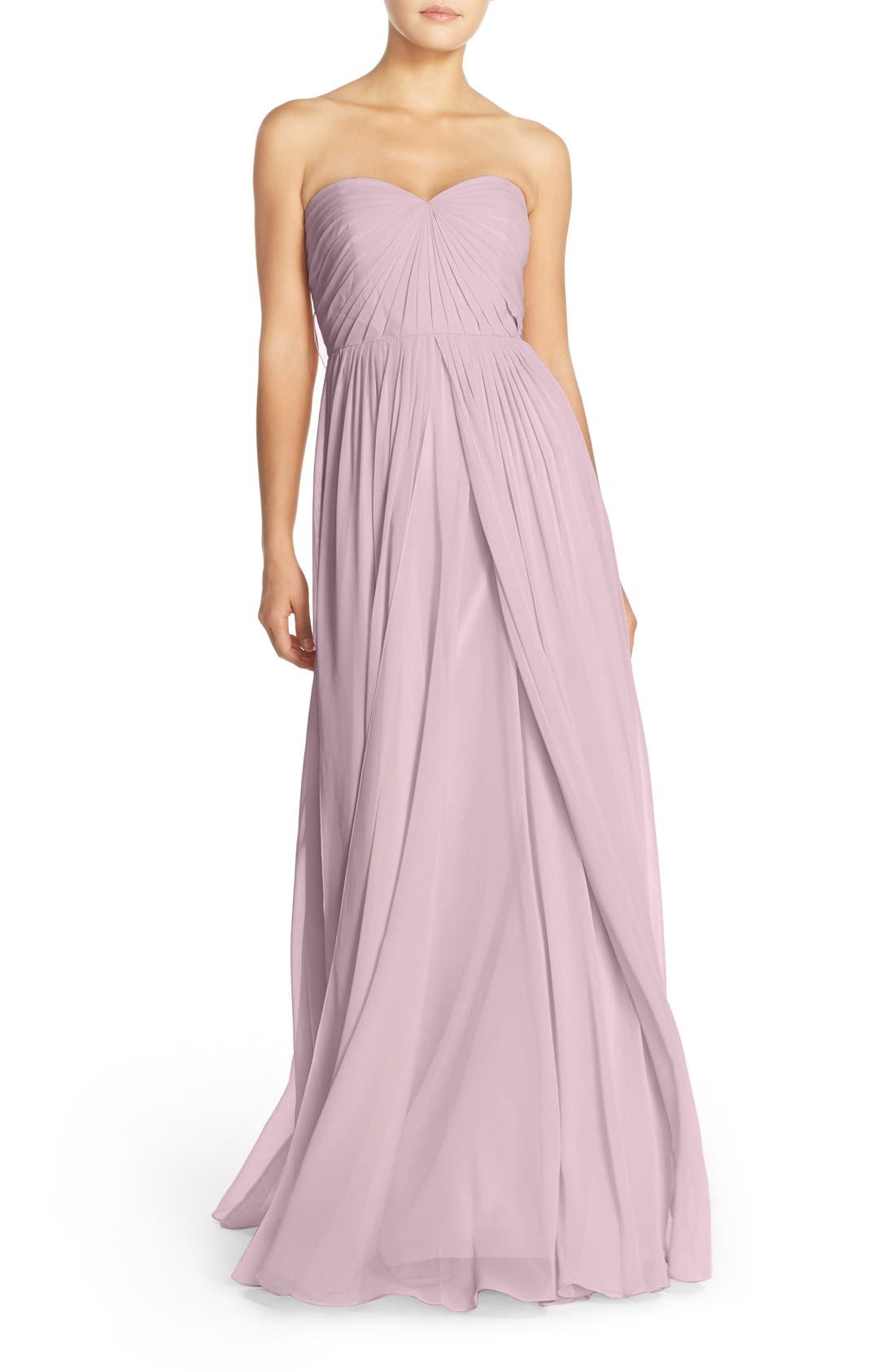 Jenny Yoo Mira Convertible Strapless Chiffon Gown, Pink