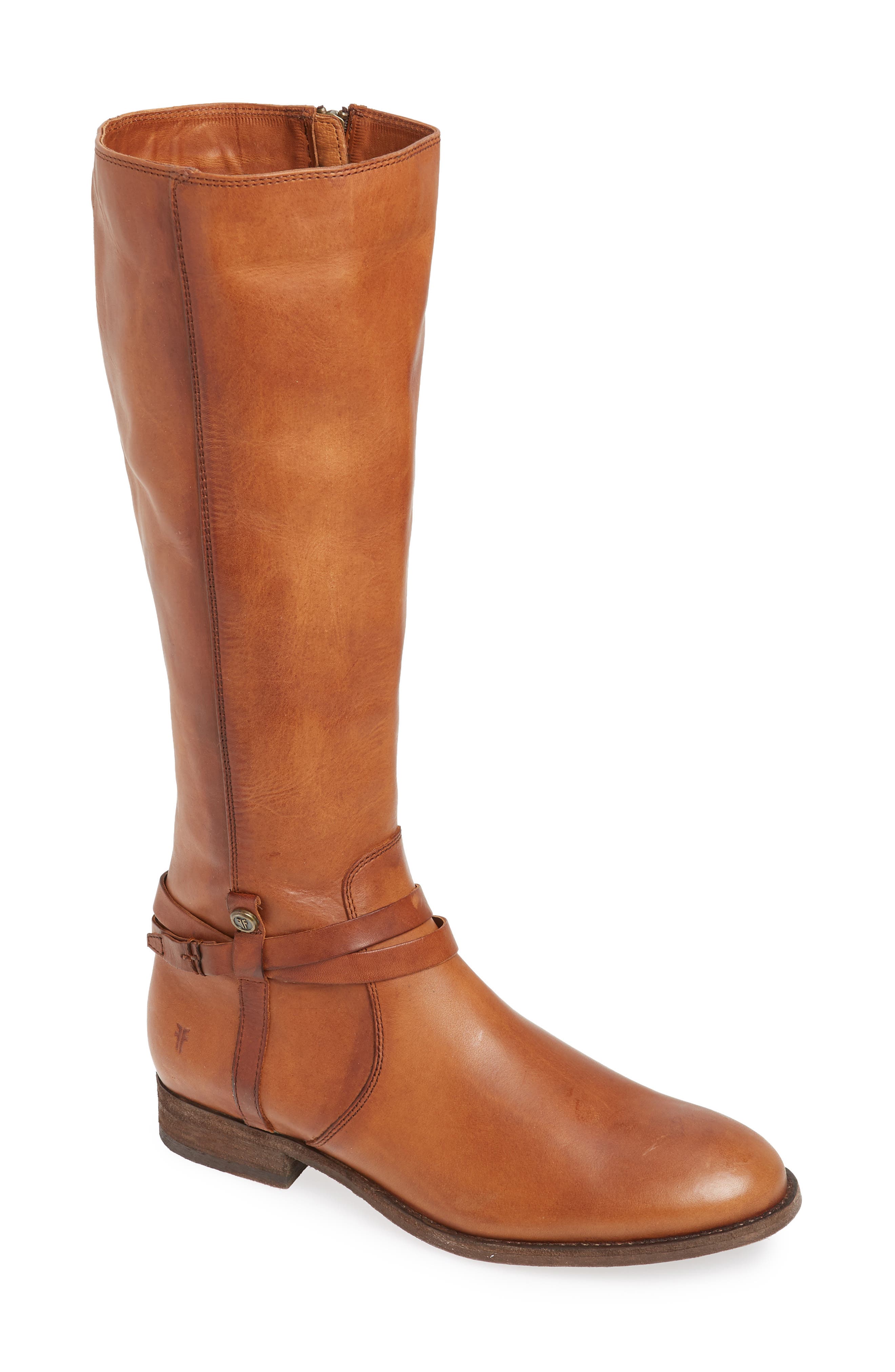 Frye Melissa Belted Knee-High Riding Boot, Regular Calf- Brown