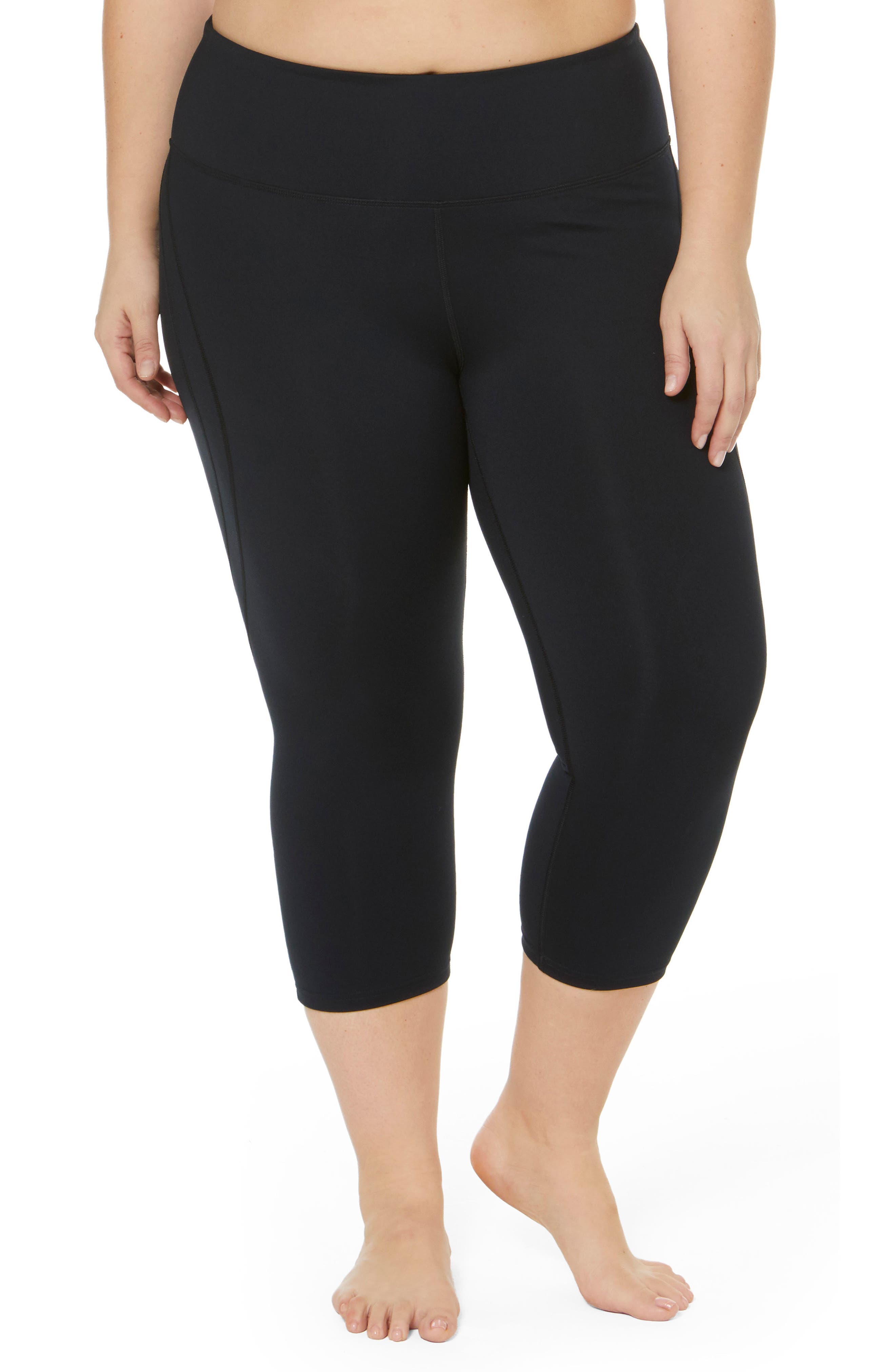 Plus Size Shape Activewear High Rise Ss Capris, Black