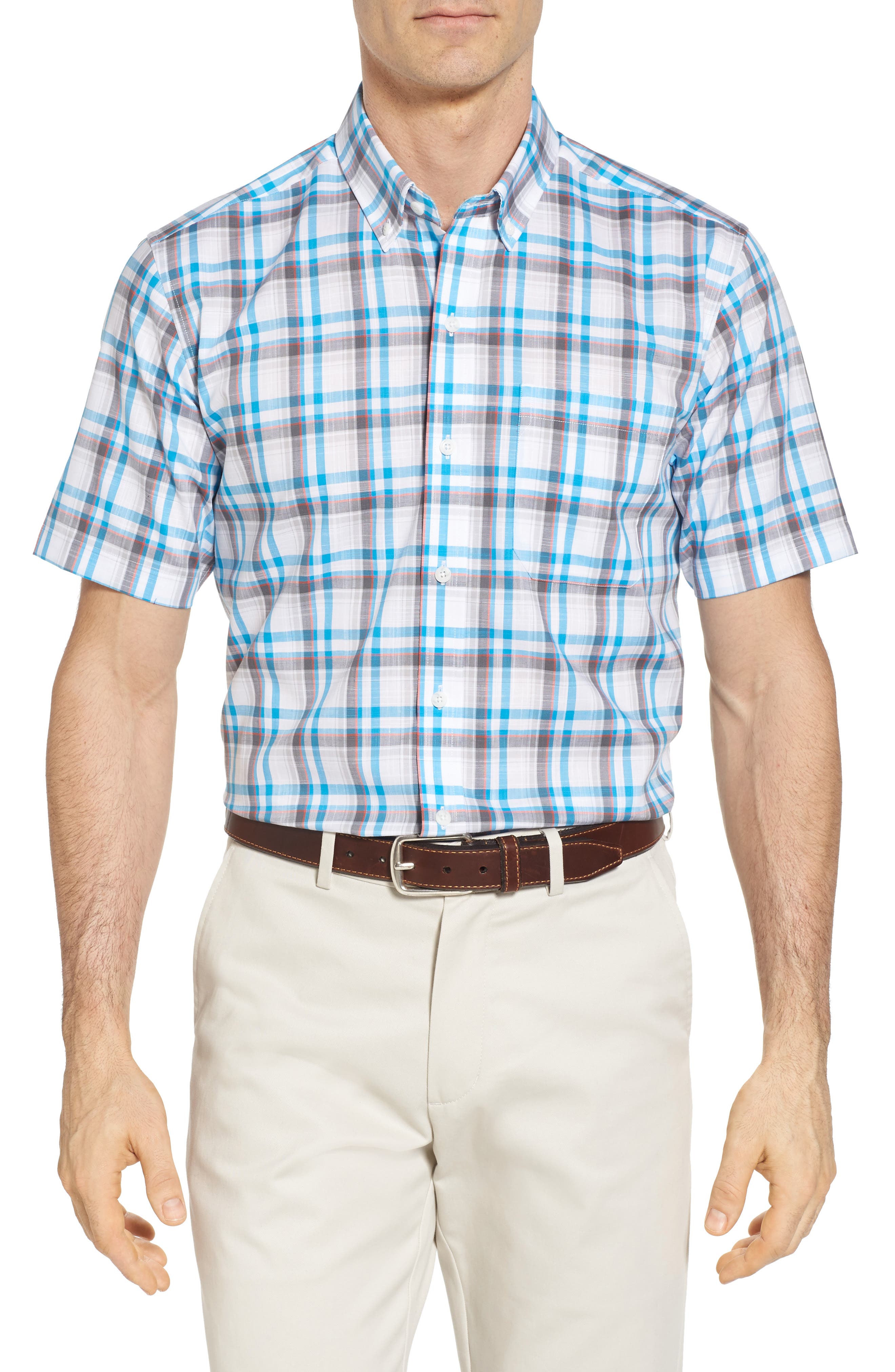 Cutter & Buck Sebastian Classic Fit Non-Iron Plaid Sport Shirt