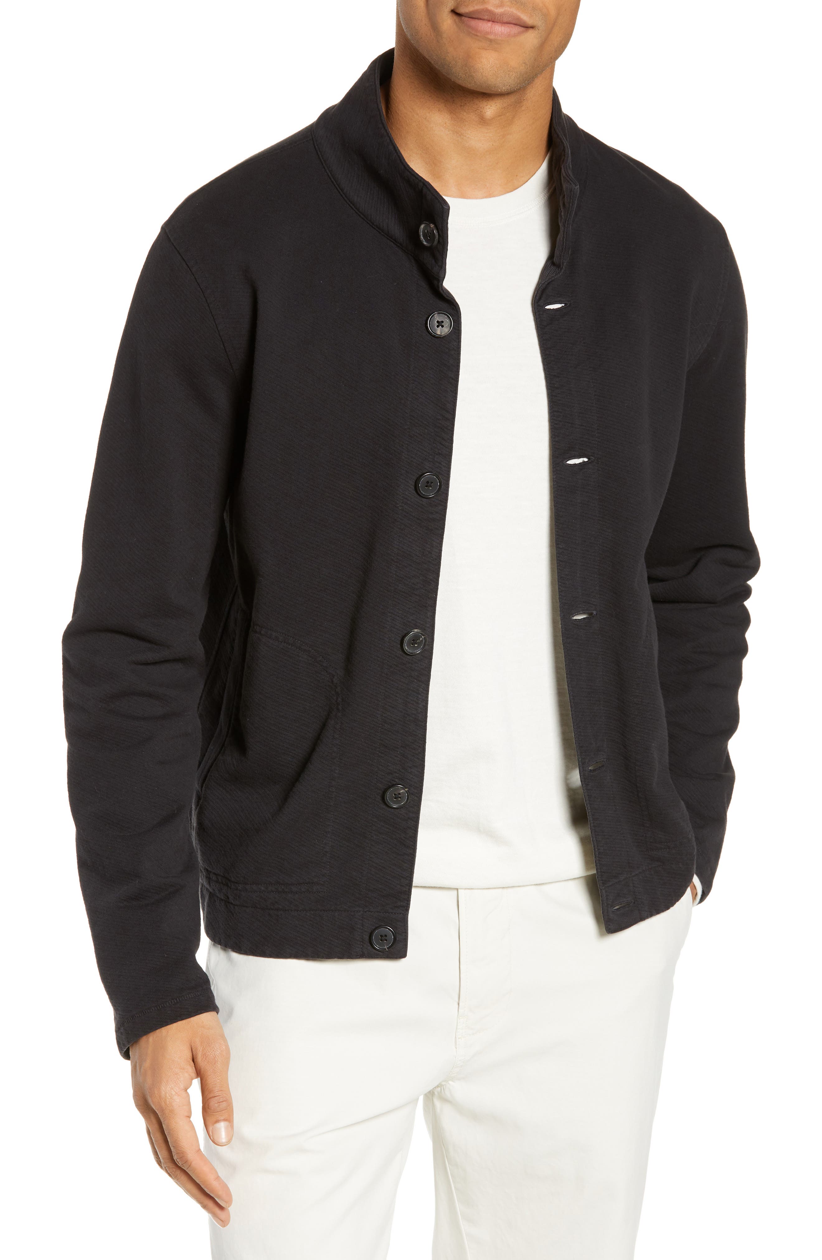 Billly Reid Regular Fit Terry Button Cardigan, Black
