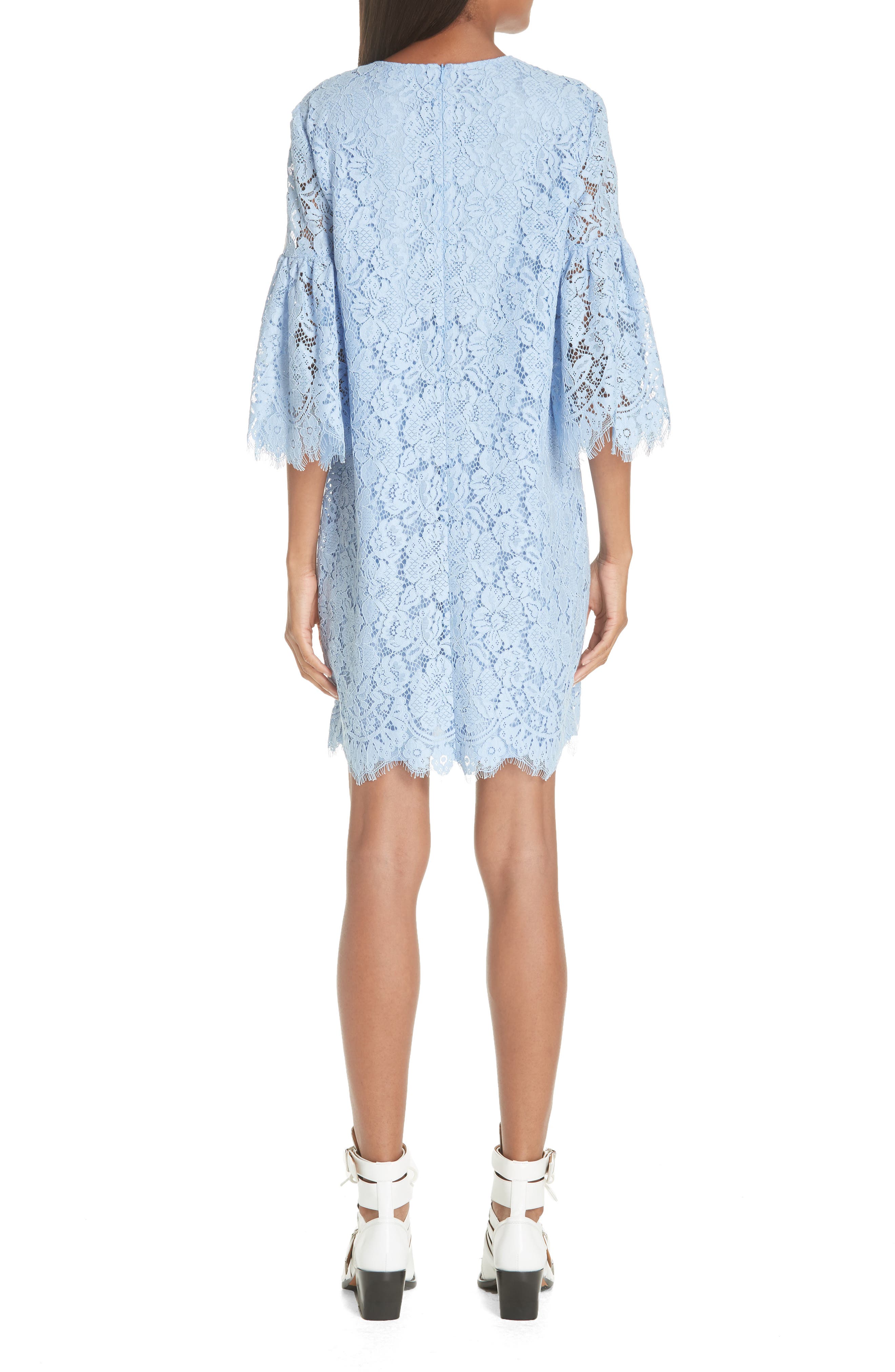 Ganni Jerome Lace Shift Dress In Serenity Blue