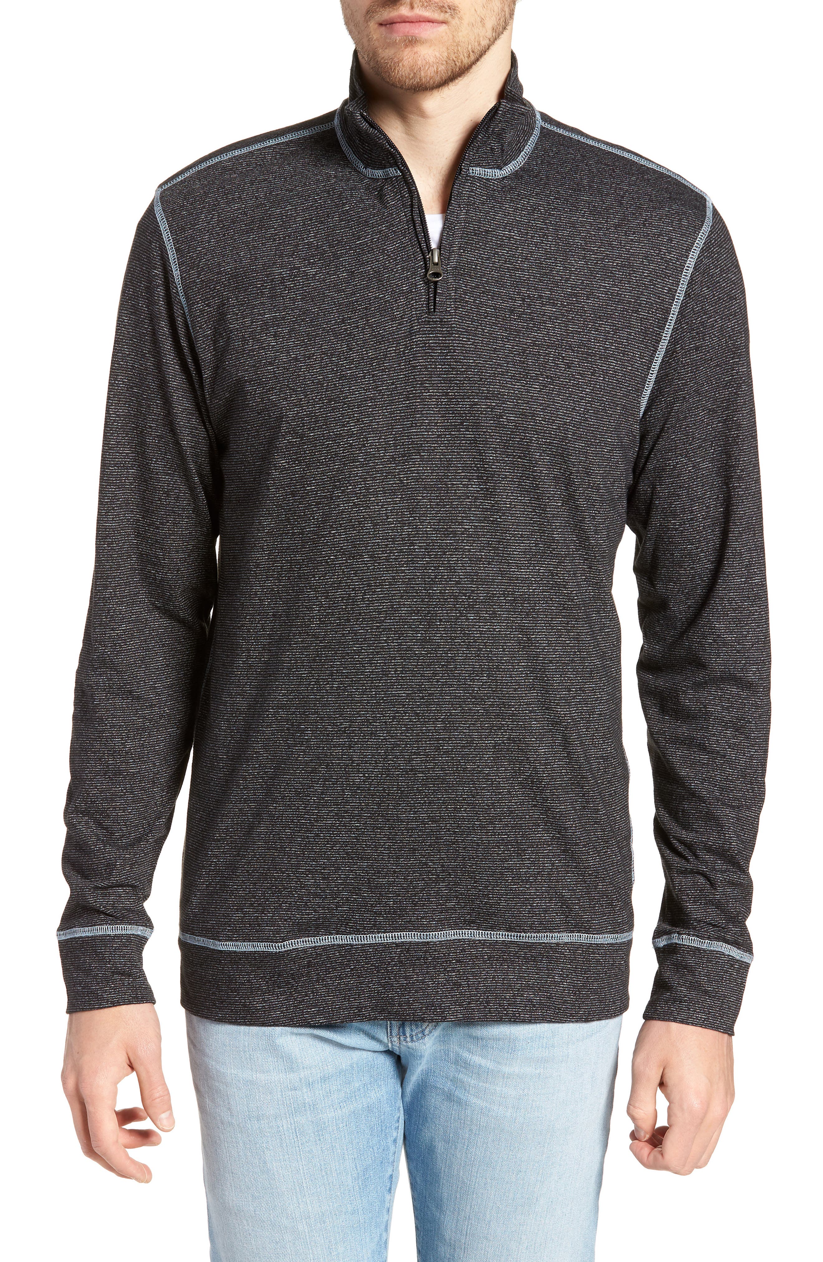 Vintage 1946 Regular Fit Quarter Zip Shirt, Black