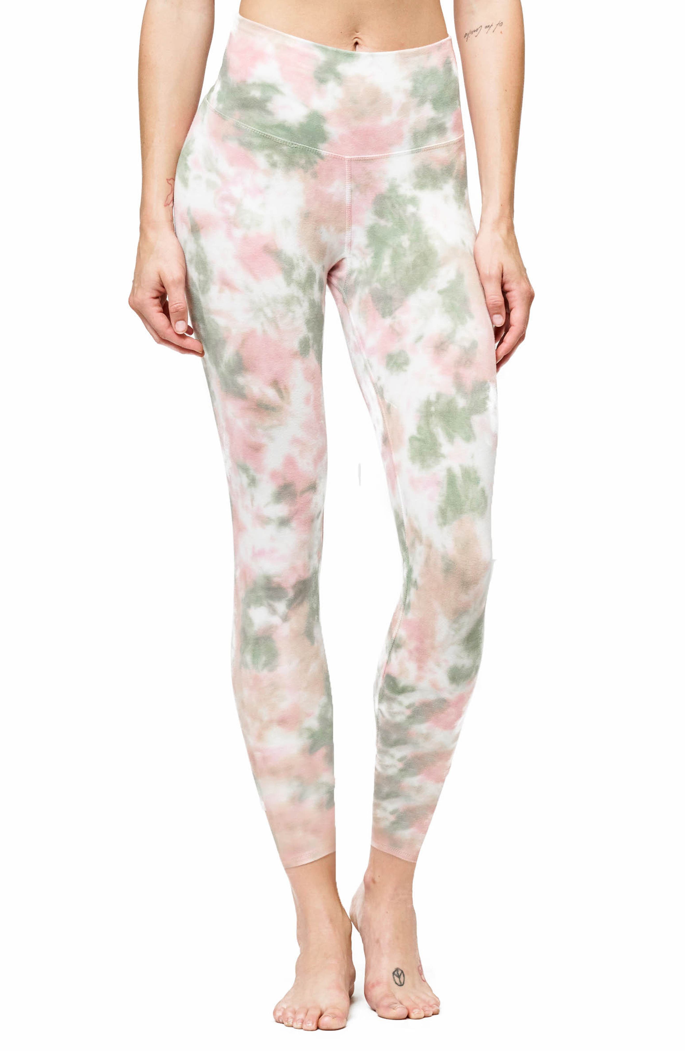 Electric & Rose Sunset Tie Dye Leggings, Pink