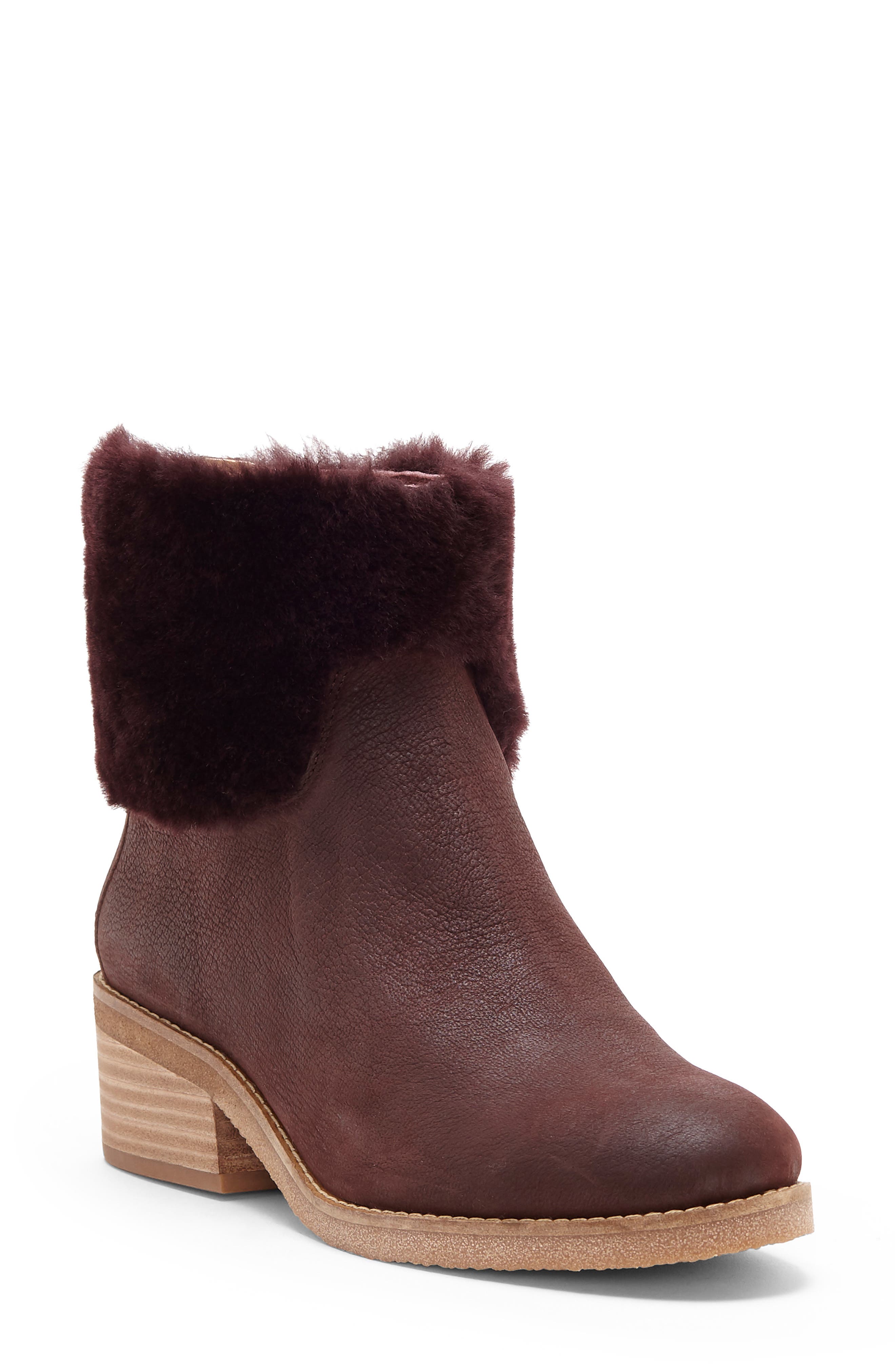 Tarina Genuine Shearling Cuff Bootie, Purple