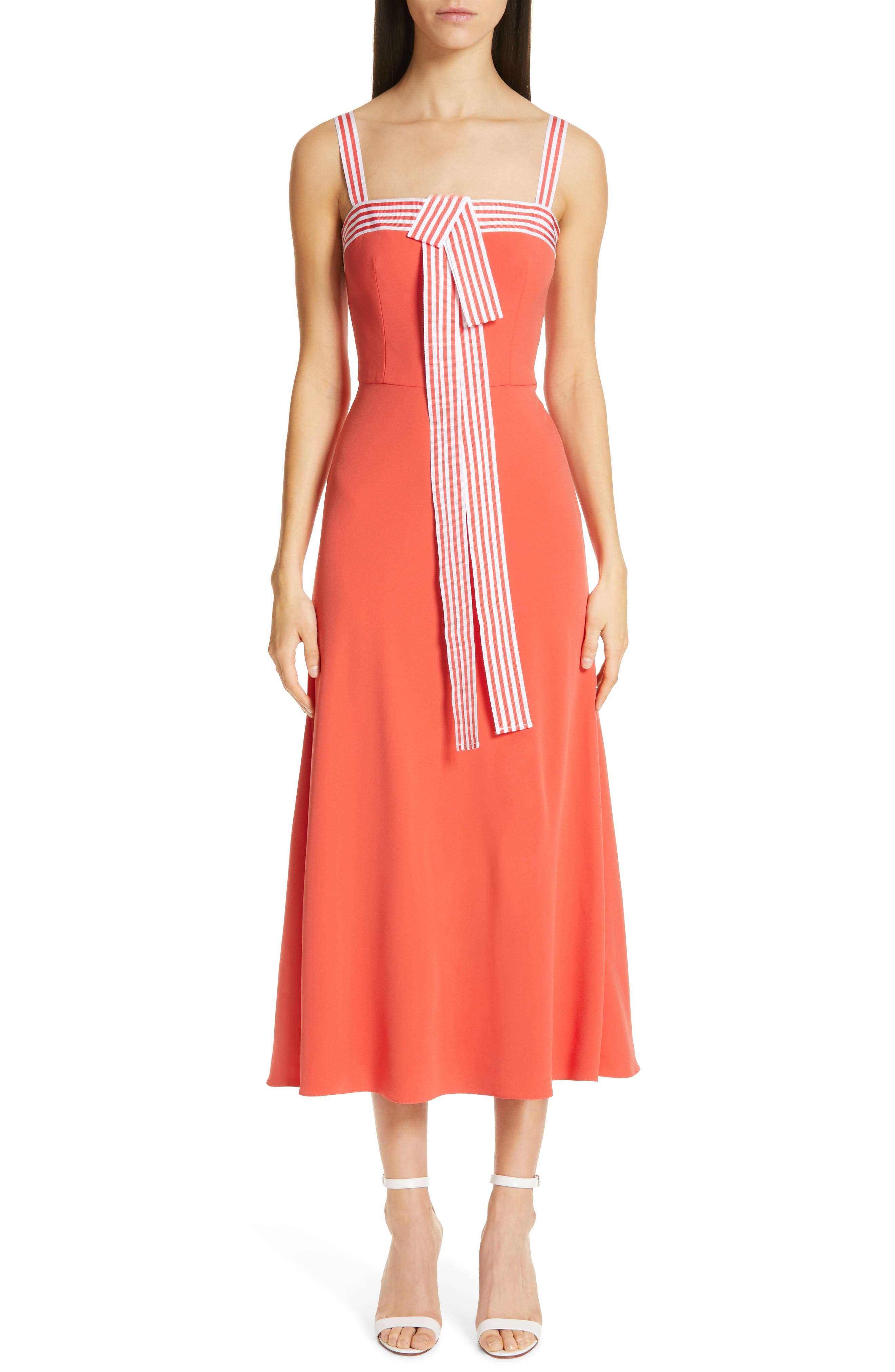 Lela Rose Tie Front Dress, Coral