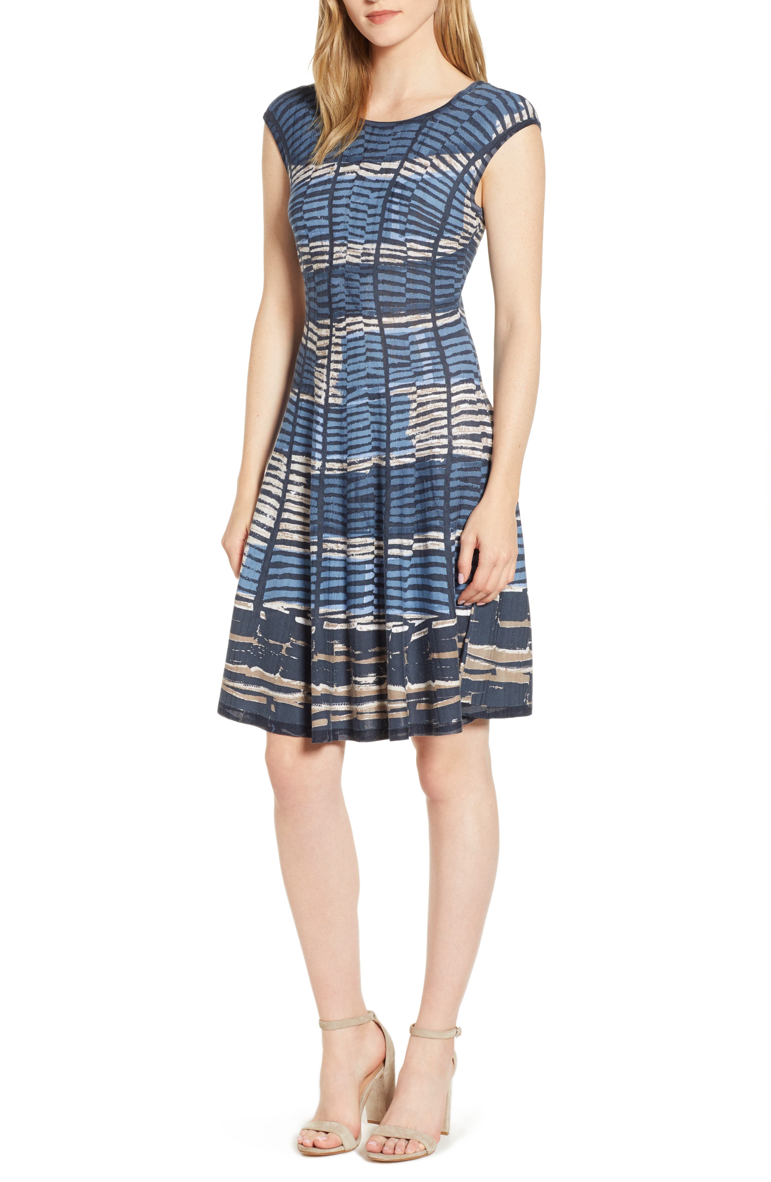 Petite Nic+Zoe Mesmerize Twirl Dress, Blue