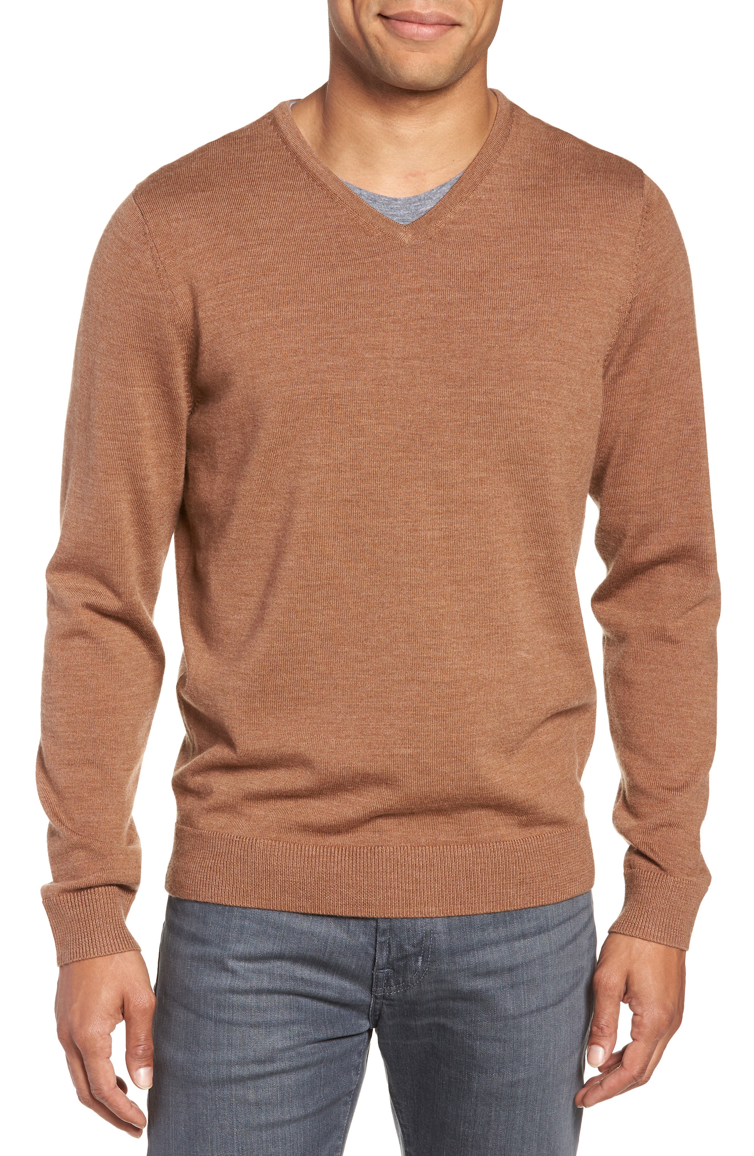 Nordstrom Shop Washable Merino Wool V-Neck Sweater