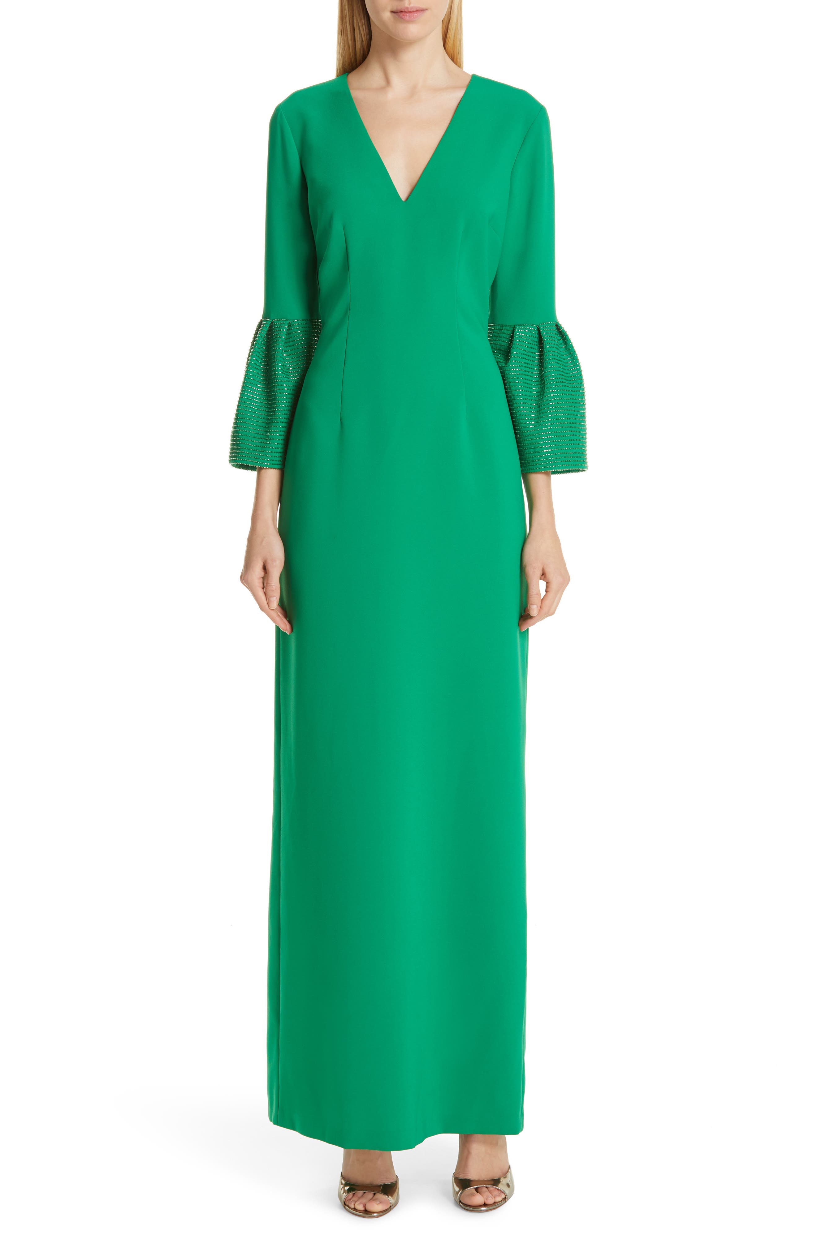 Sachin & Babi Tower Beaded Cuff Column Evening Dress