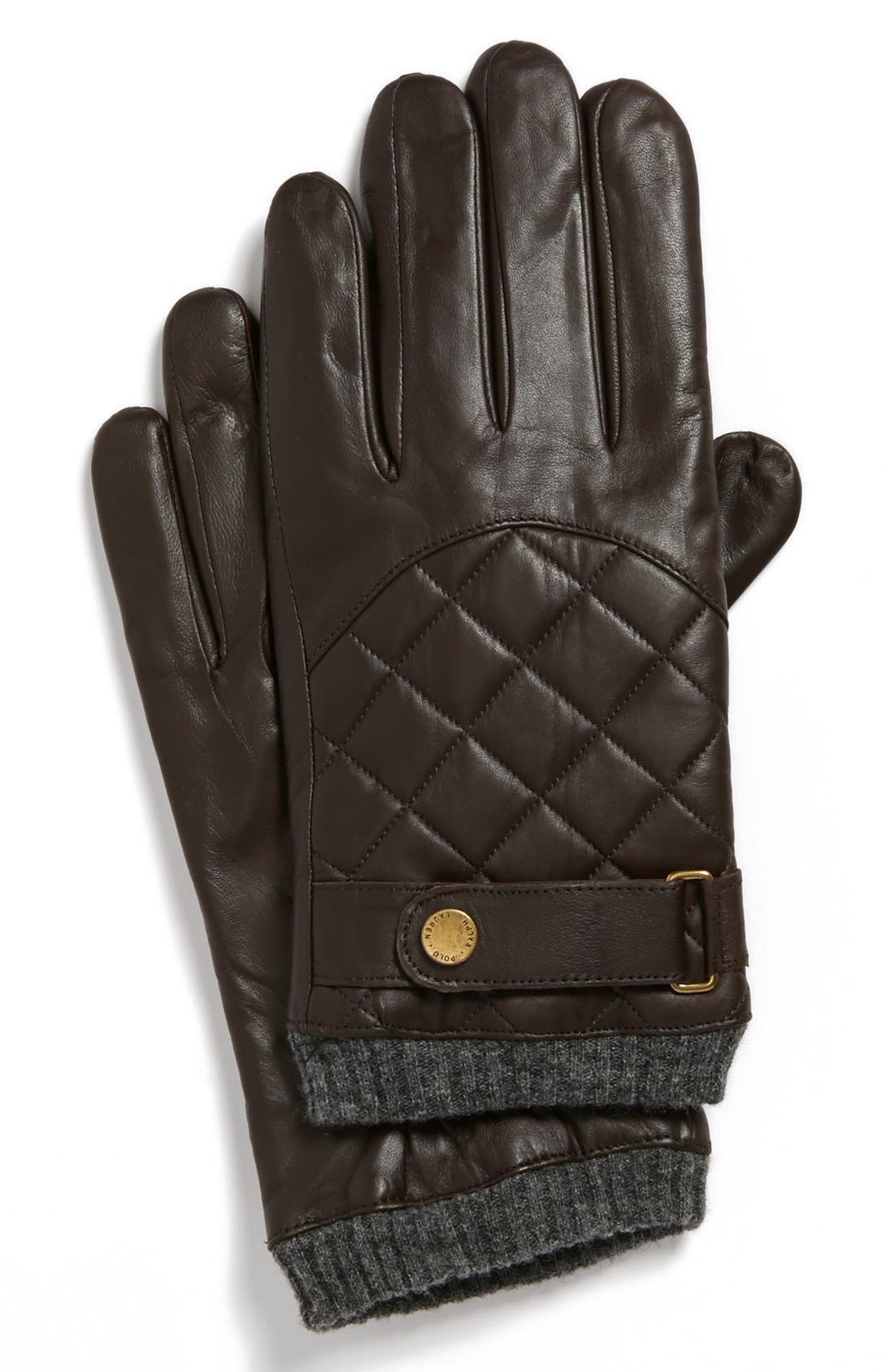 Polo Ralph Lauren Quilted Racing Gloves, Brown