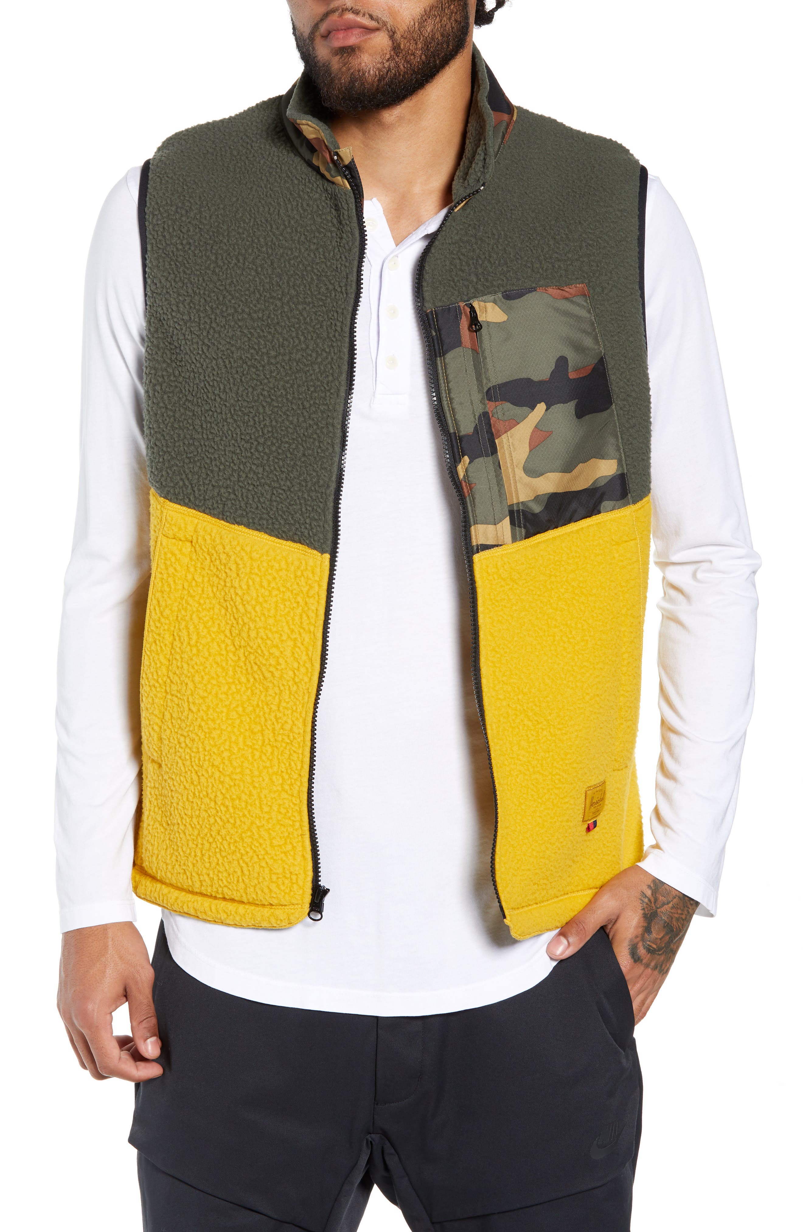 Herschel Supply Co. Colorblock Fleece Vest, Green