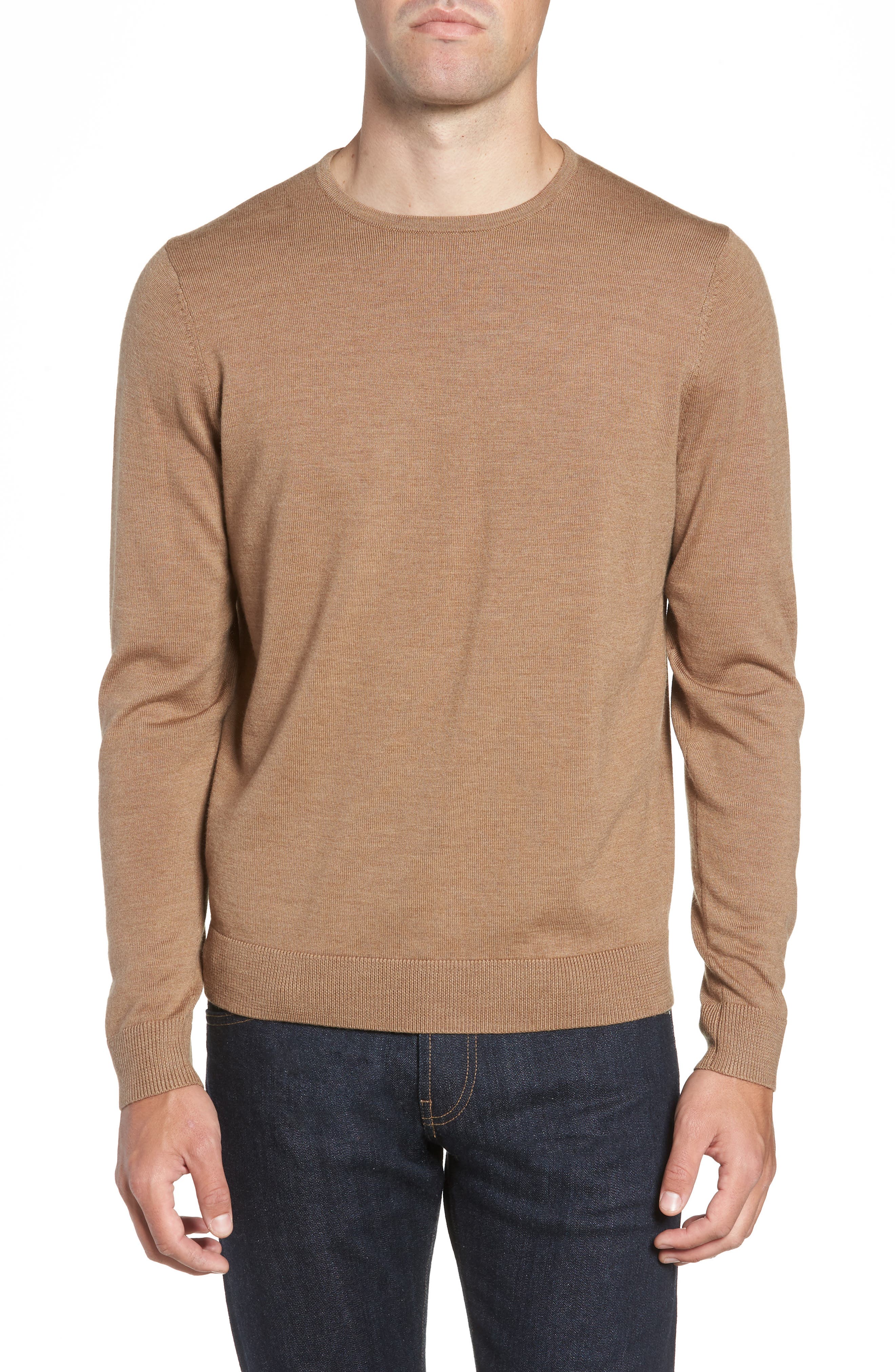 Nordstrom Shop Crewneck Merino Wool Sweater, Brown