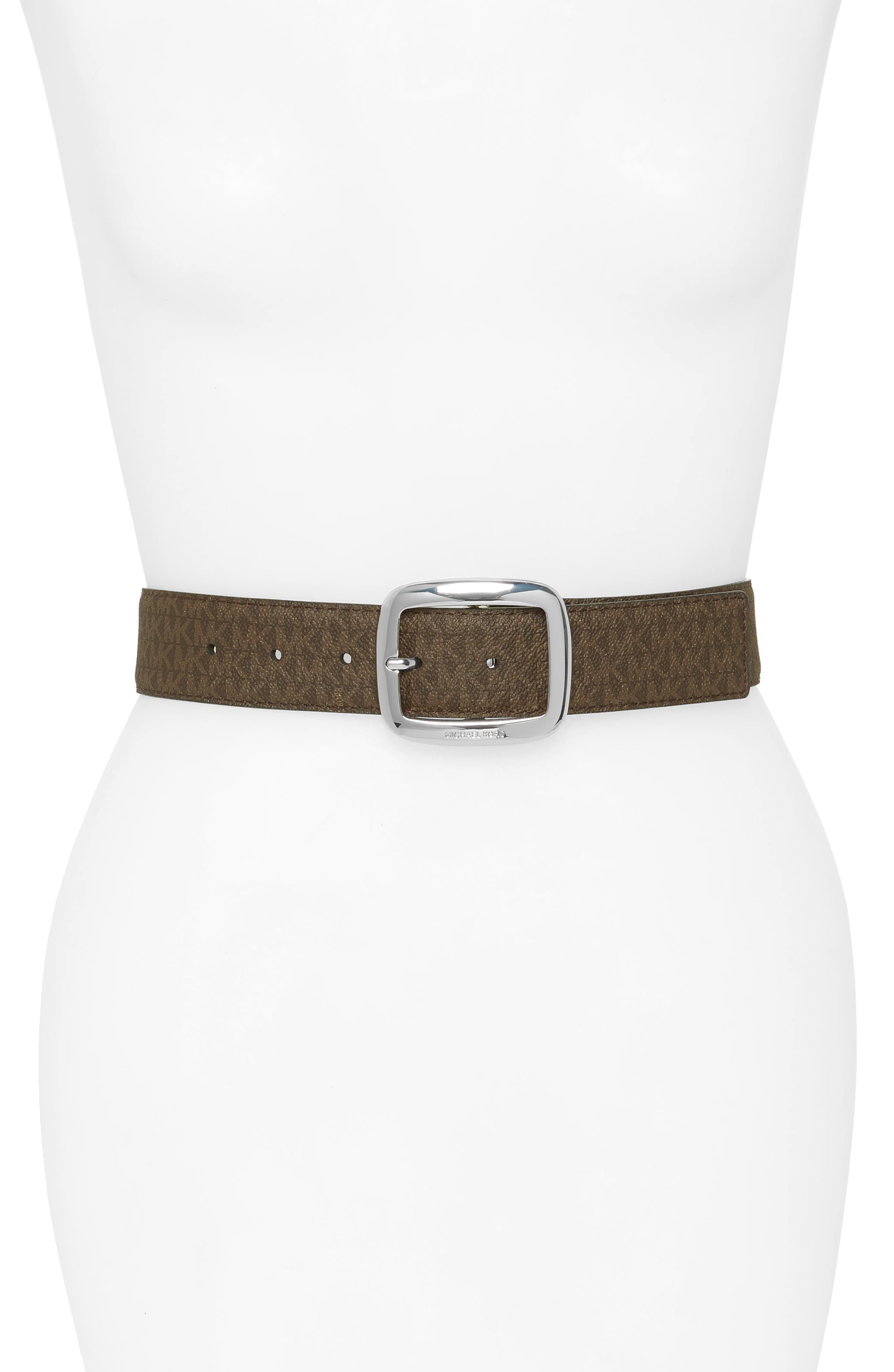 Michael Michael Kors Logo Reversible Calfskin Leather Belt