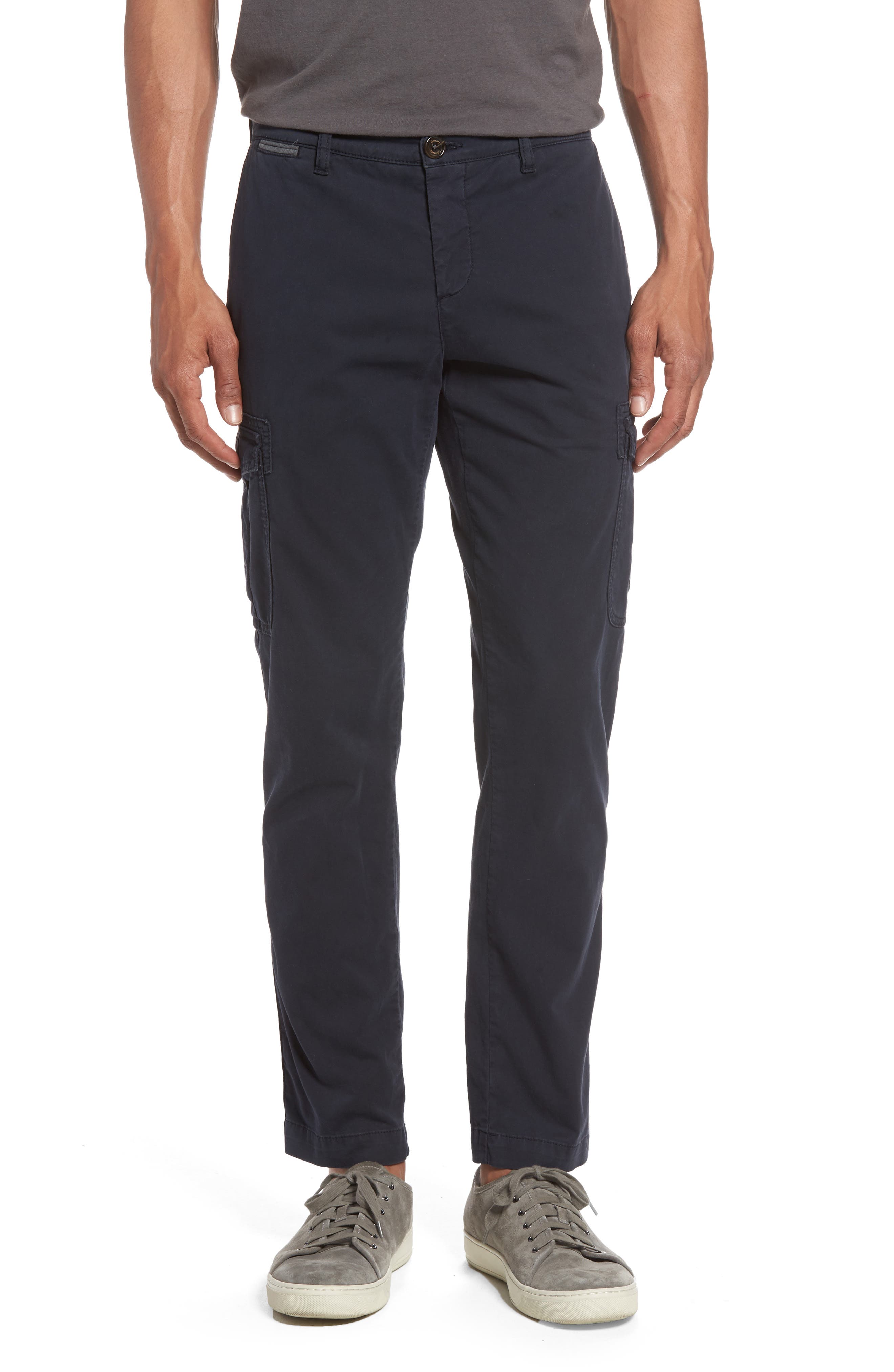 Eleventy Stretch Cotton Cargo Pants, Blue
