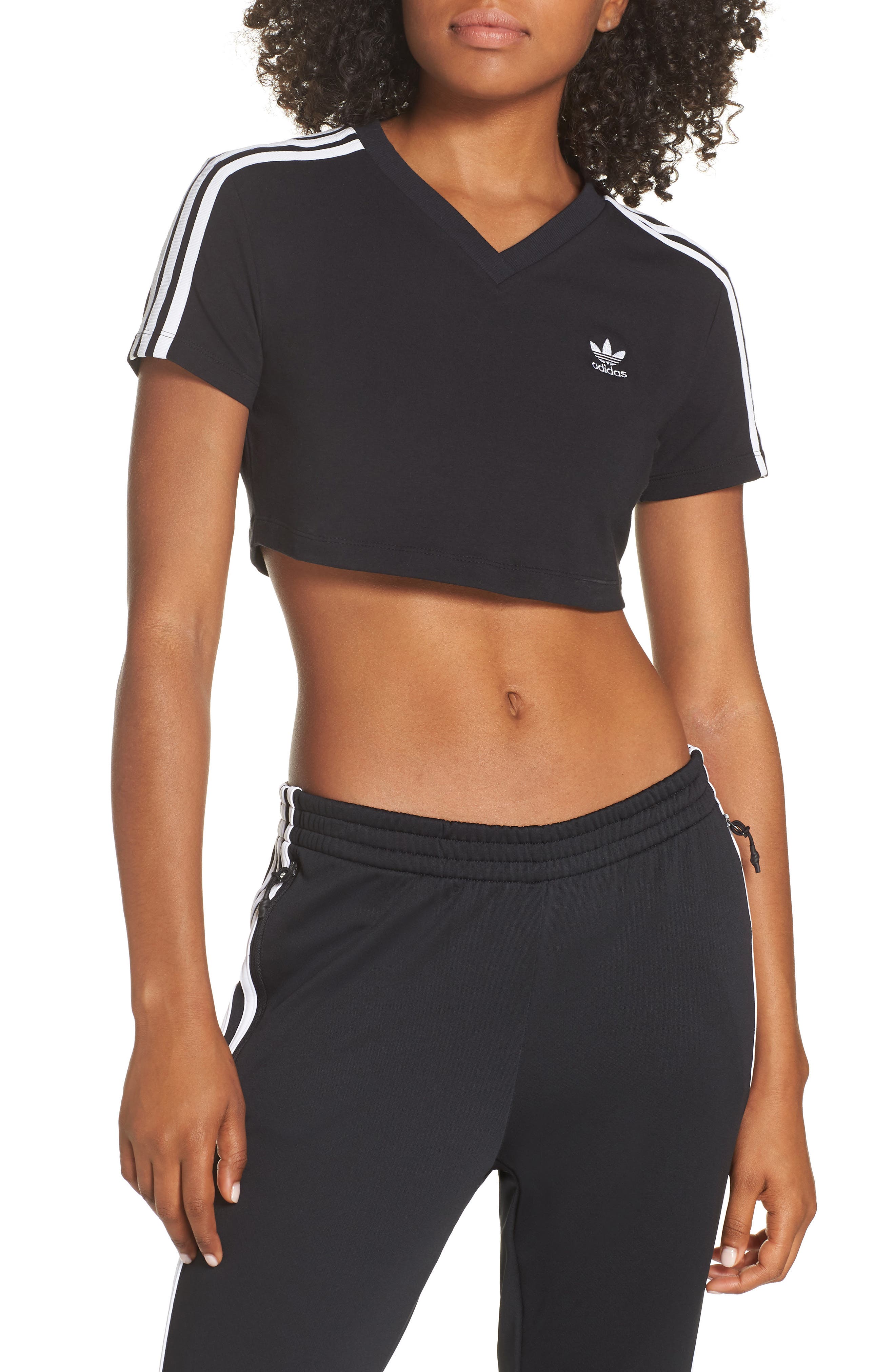 Adidas Crop Logo Tee, Black