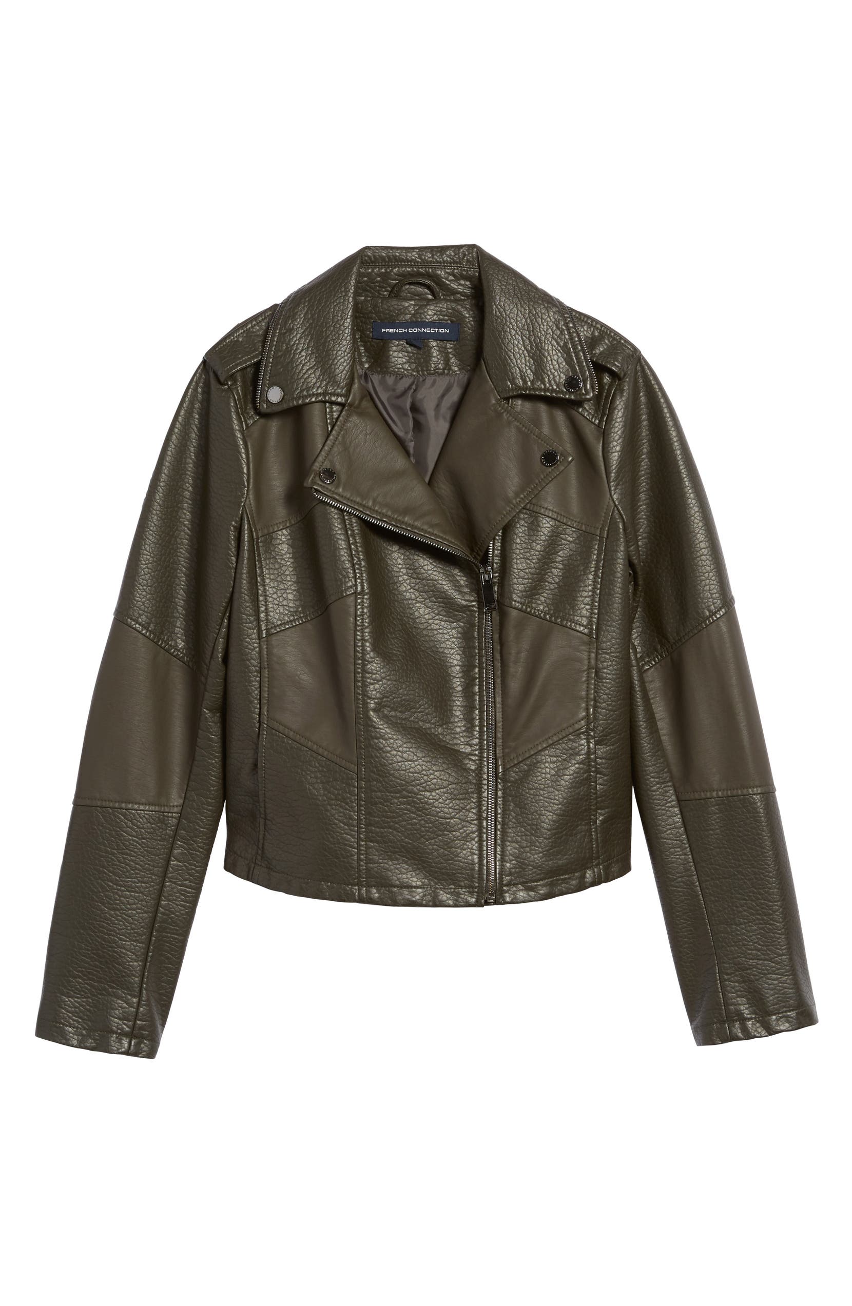 French Connection Mix Texture Faux Leather Moto Jacket Nordstrom