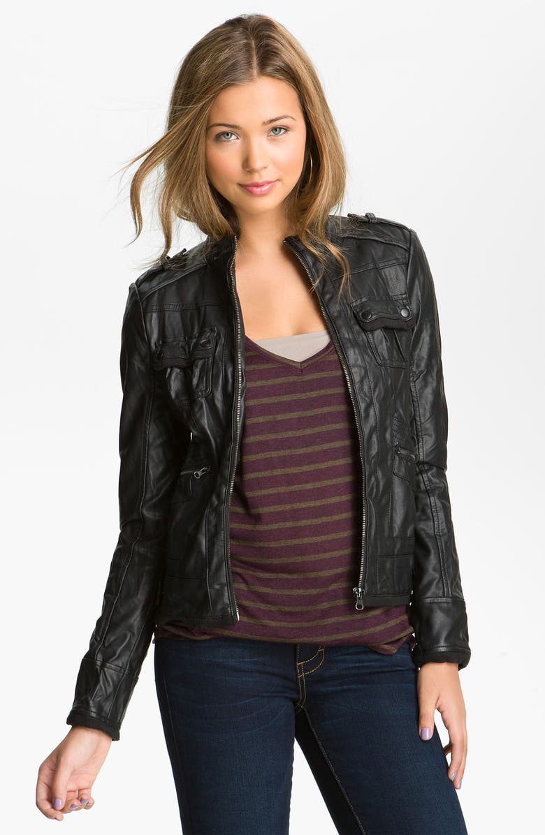 Collection B Faux Leather Jacket (Juniors) | Nordstrom