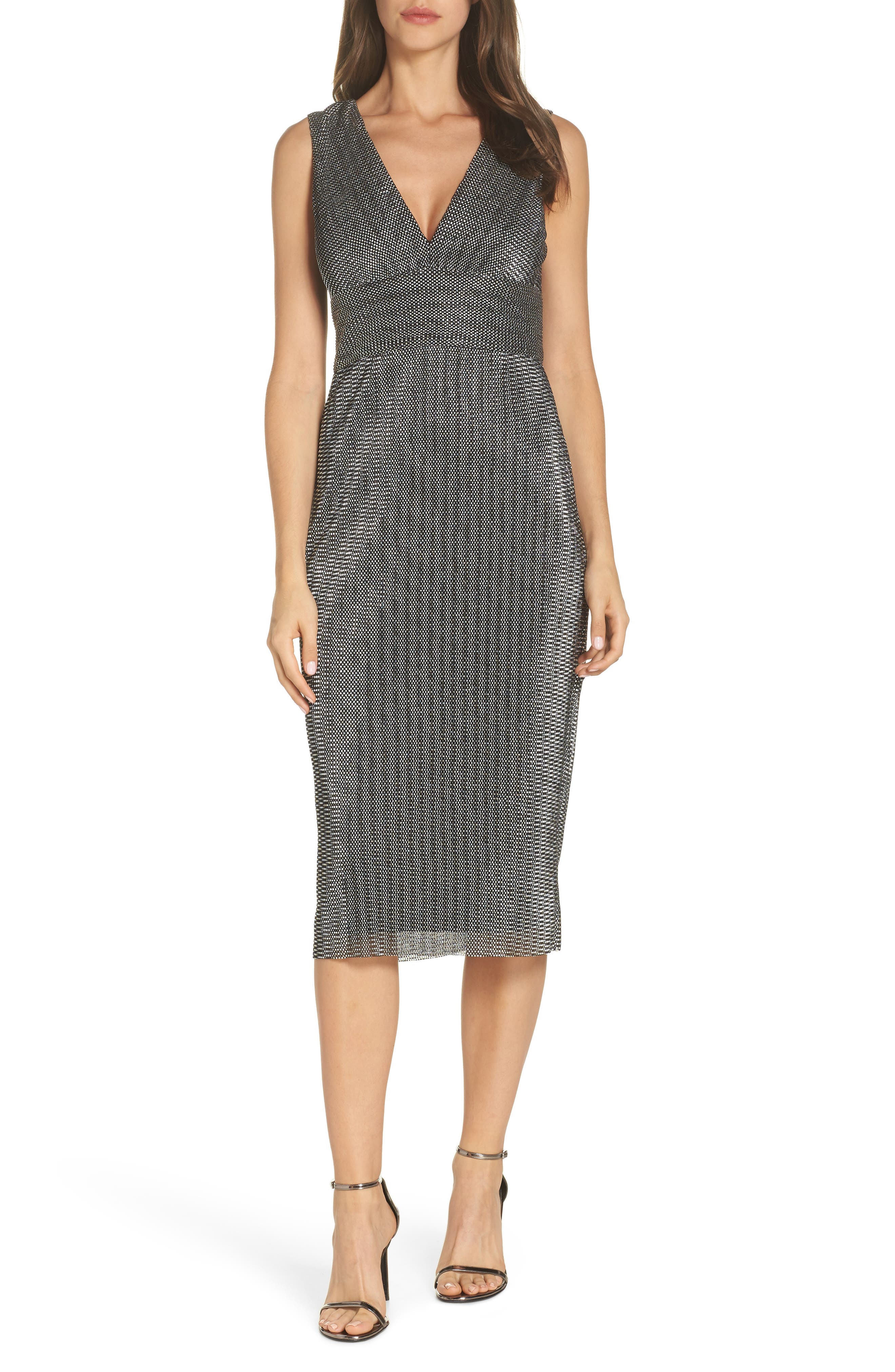 Adrianna Papell Chain Mail Knit Cocktail Sheath