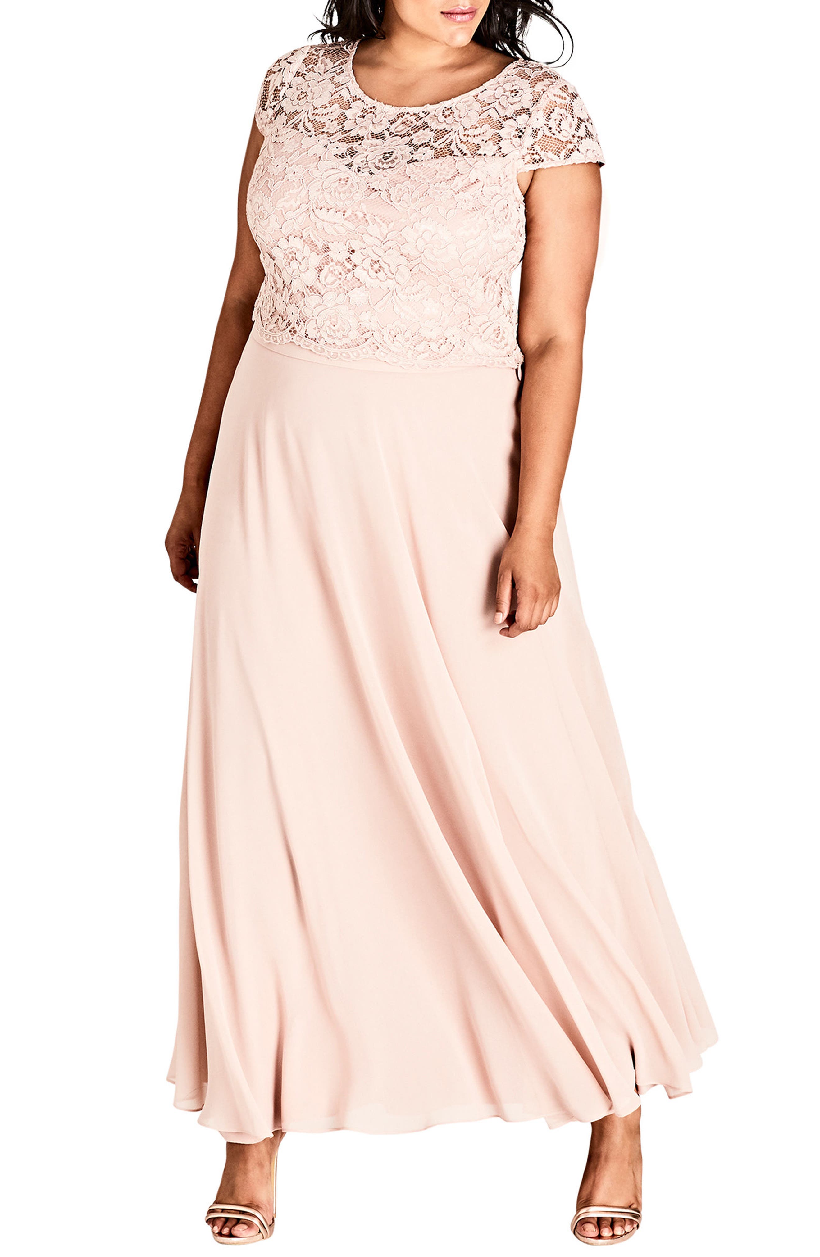 Plus Size City Chic Elegance Maxi Dress Set, Pink