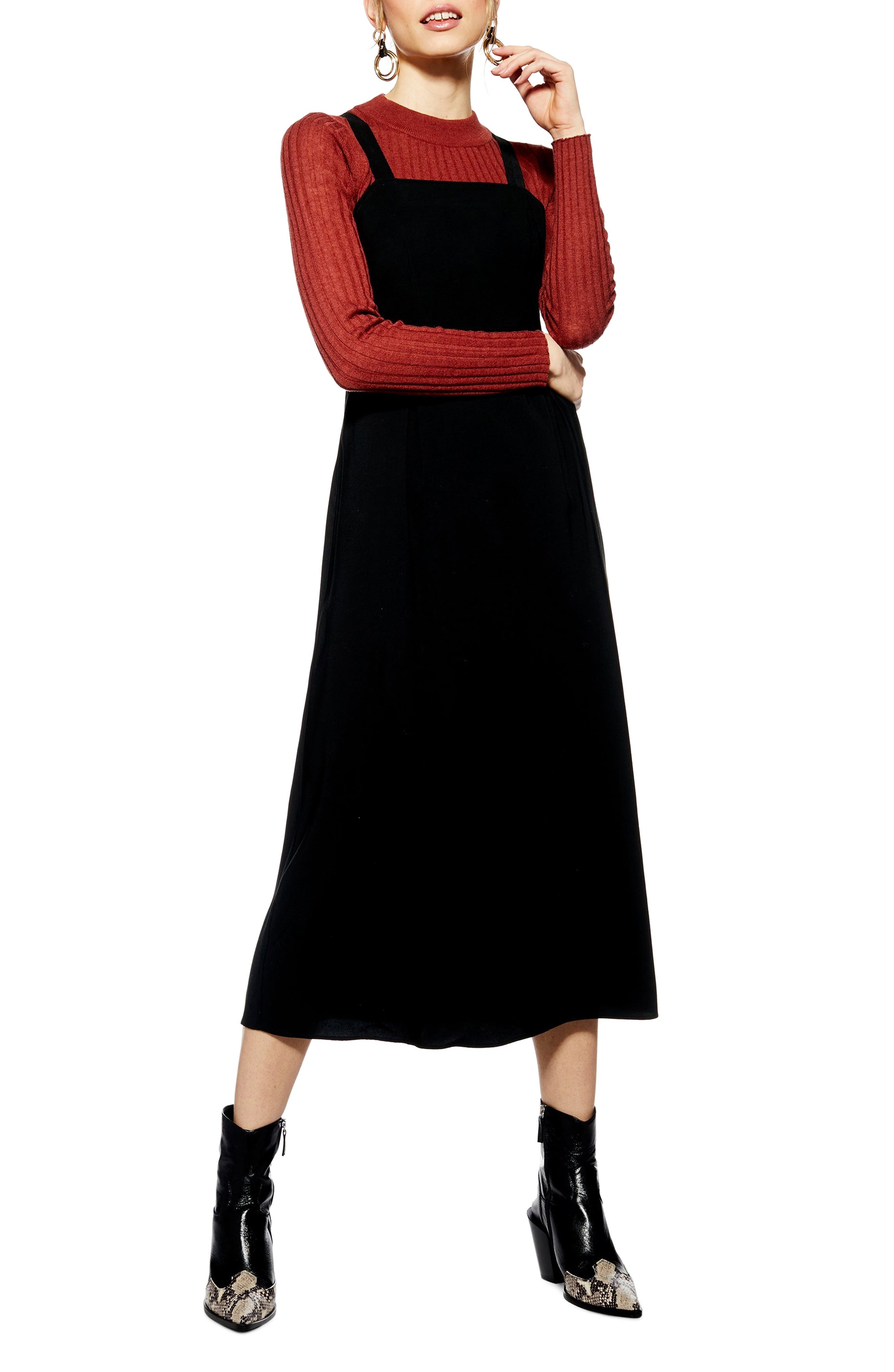 Topshop Tilda Pinafore Midi Dress