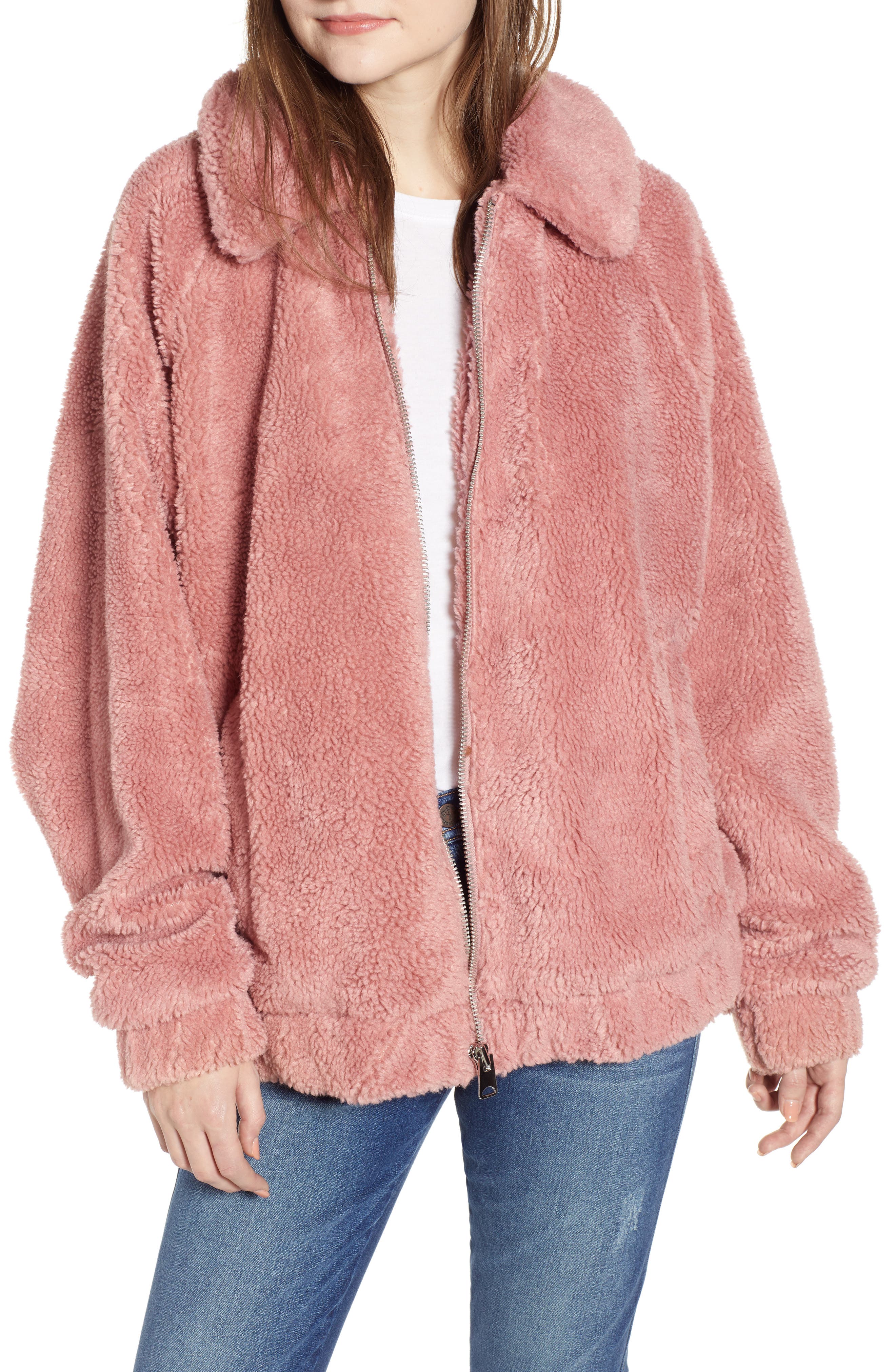 Bdg Urban Outfitters Batwing Teddy Fleece Jacket, Pink