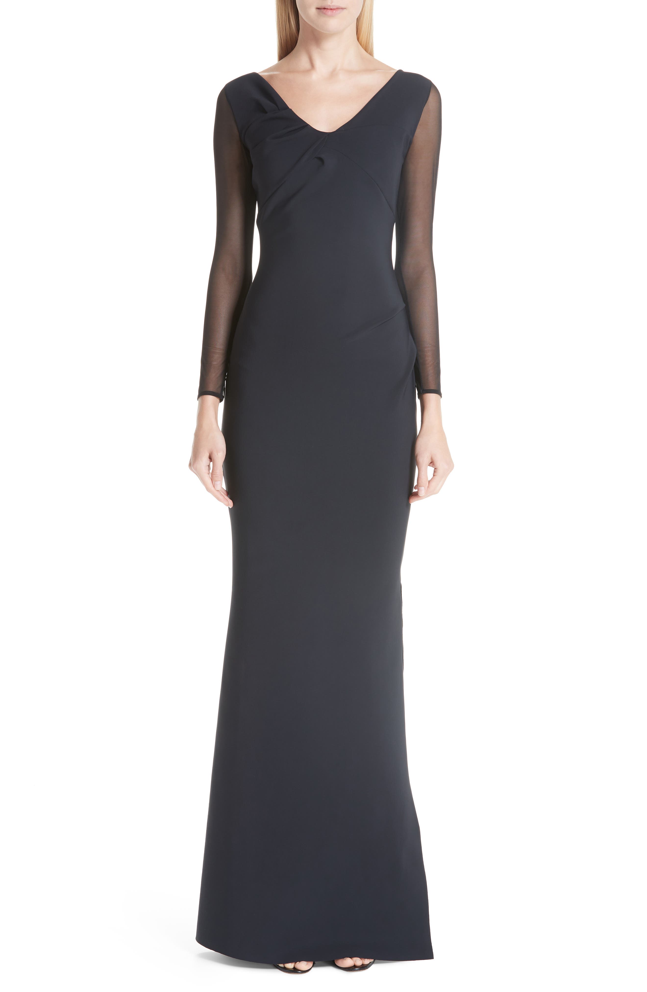 Chiara Boni La Petite Robe Bilgi Mesh Sleeve Evening Dress, 8 IT - Black