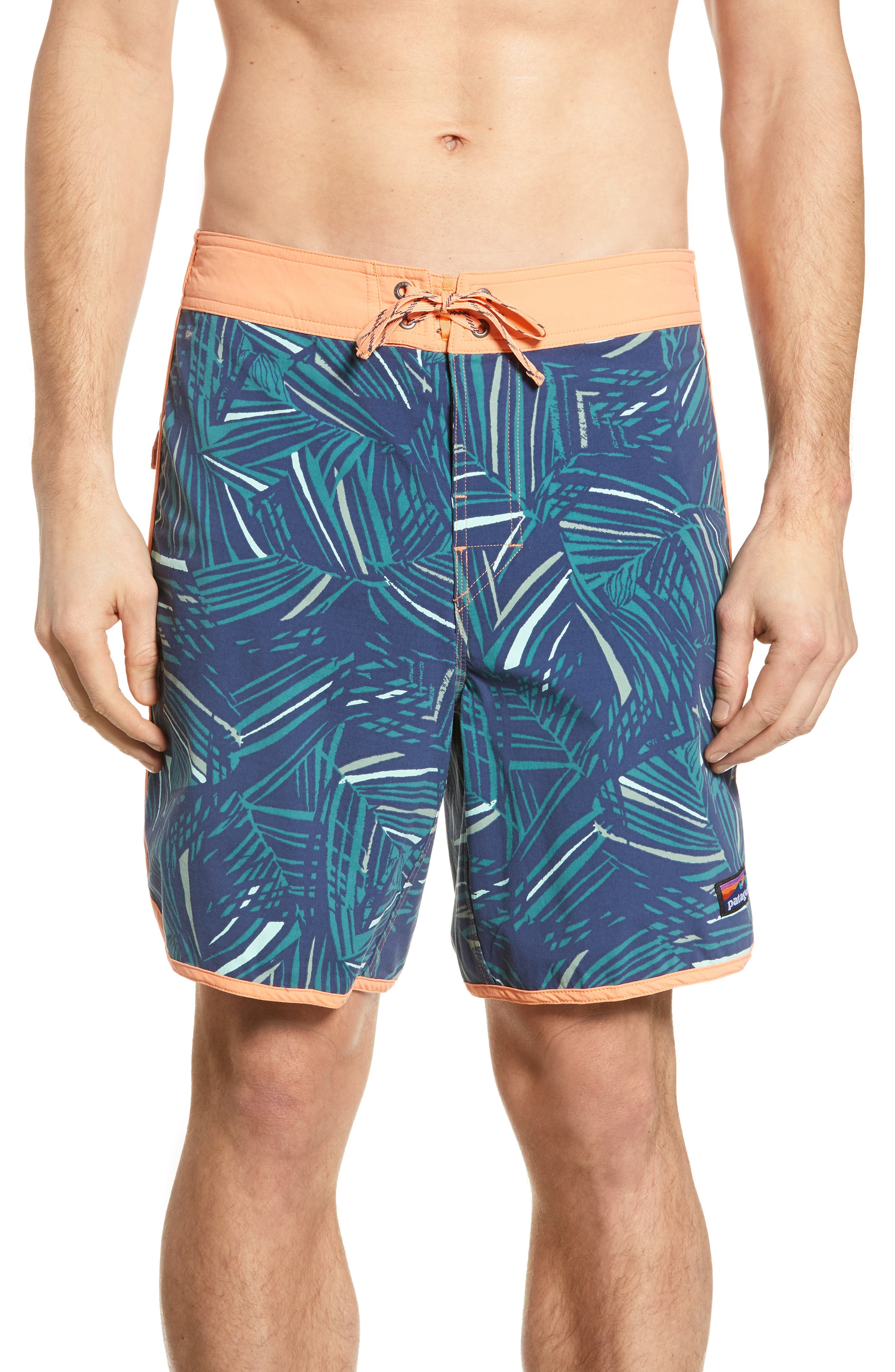 Patagonia Wavefarer Swim Trunks, Blue/green