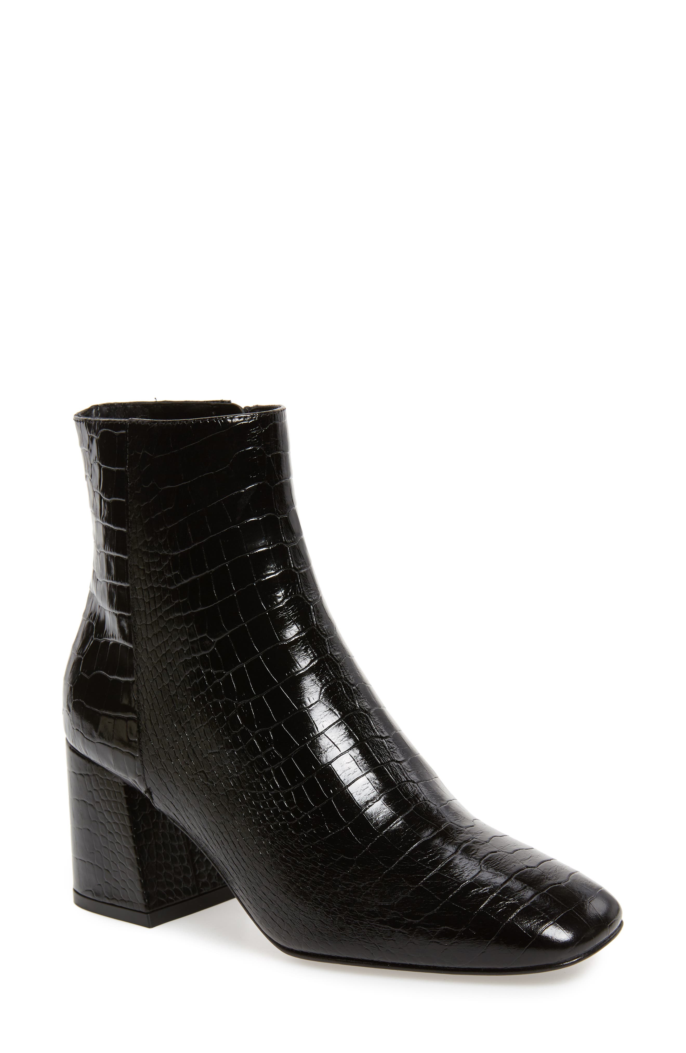 Freda Salvador Charm Reptile Embossed Bootie, Black
