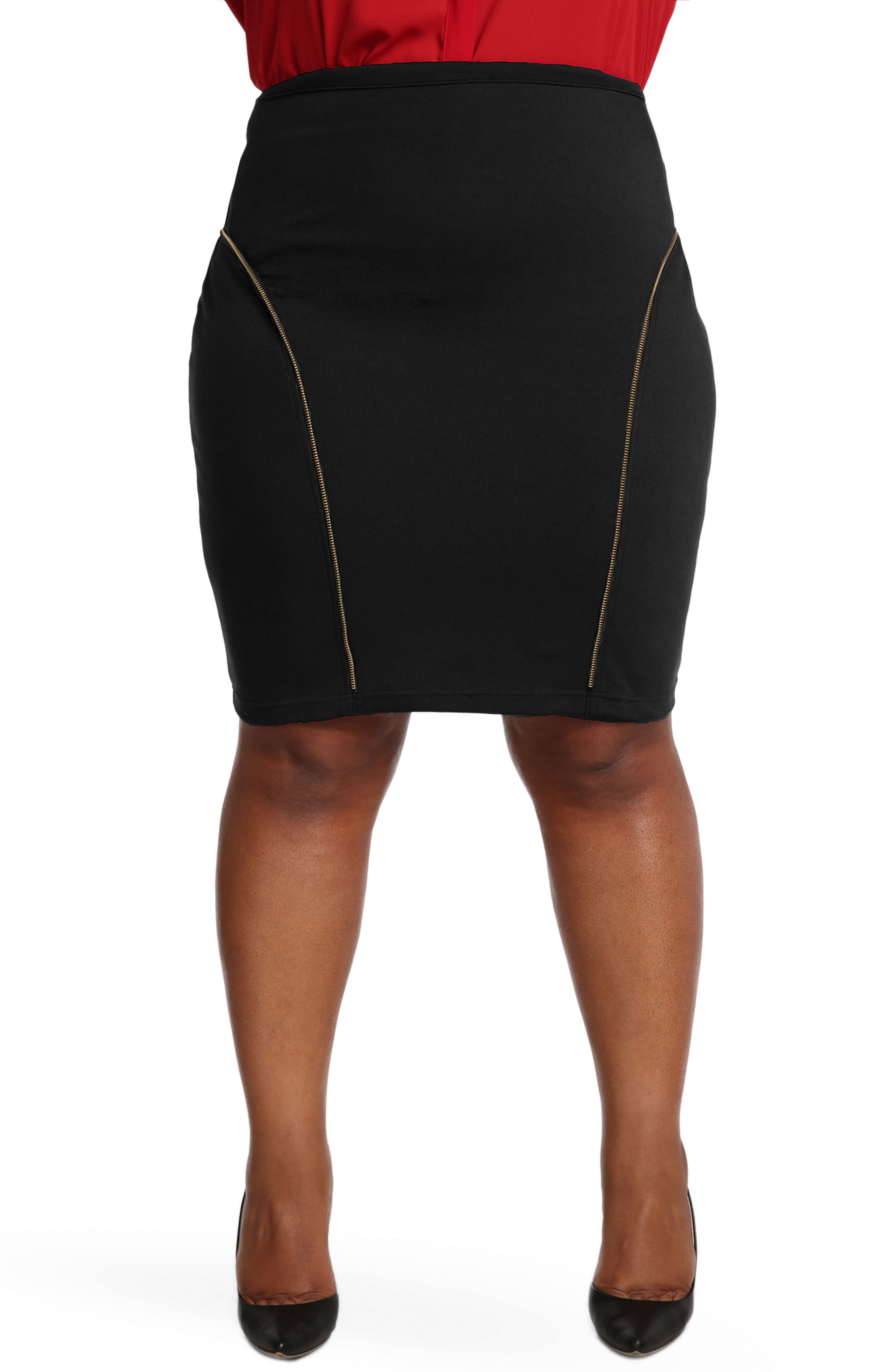 Plus Size Poetic Justice Tiffy Ponte Knit Pencil Skirt