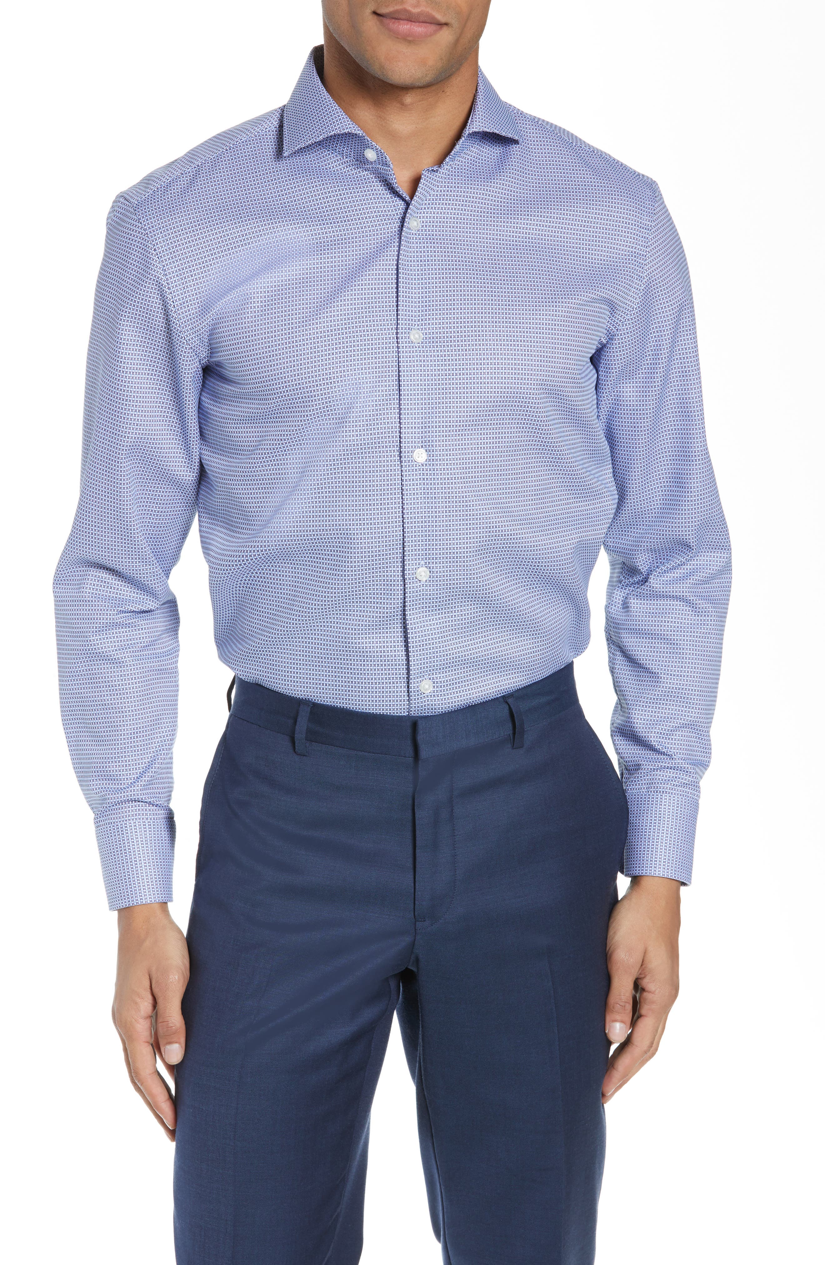 Boss Dresses MARK TRIM FIT GEOMETRIC DRESS SHIRT