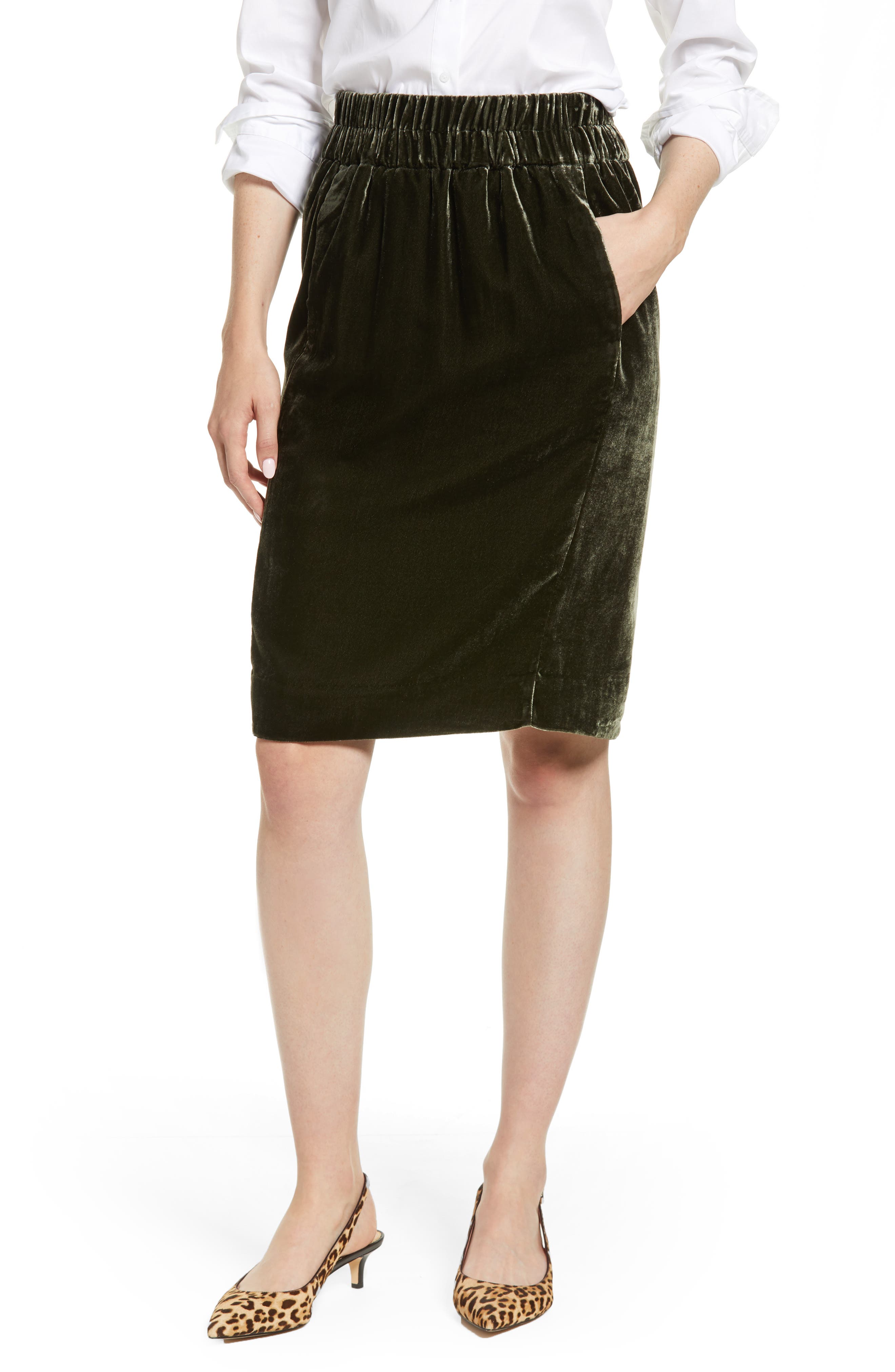 J.crew Pull-On Velvet Skirt, Green