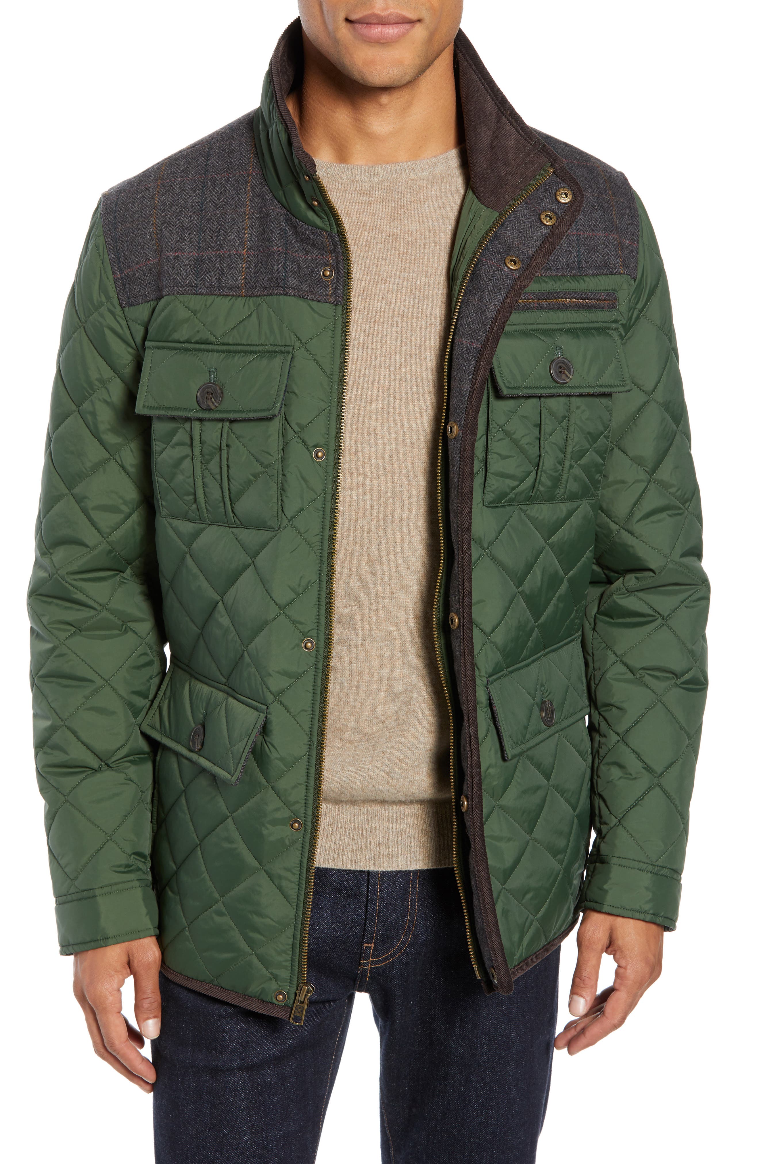 Vince Camuto Diamond Quilted Full Zip Jacket, Green (Online Only)