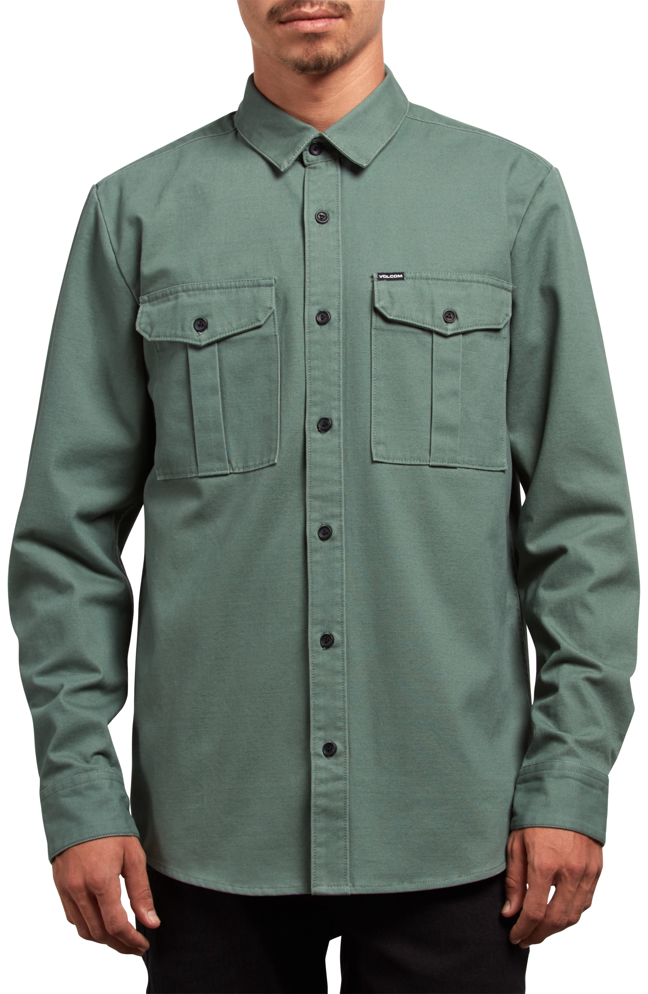 Volcom Huckster Heavyweight Sport Shirt, Green