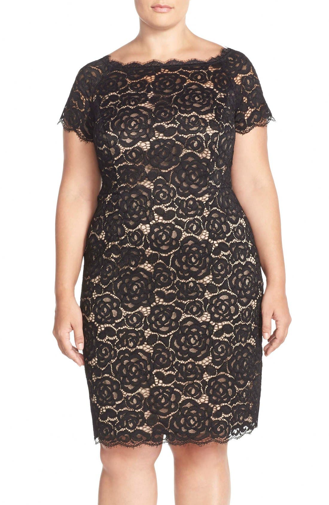Plus Size Adrianna Papell Off The Shoulder Lace Sheath Dress