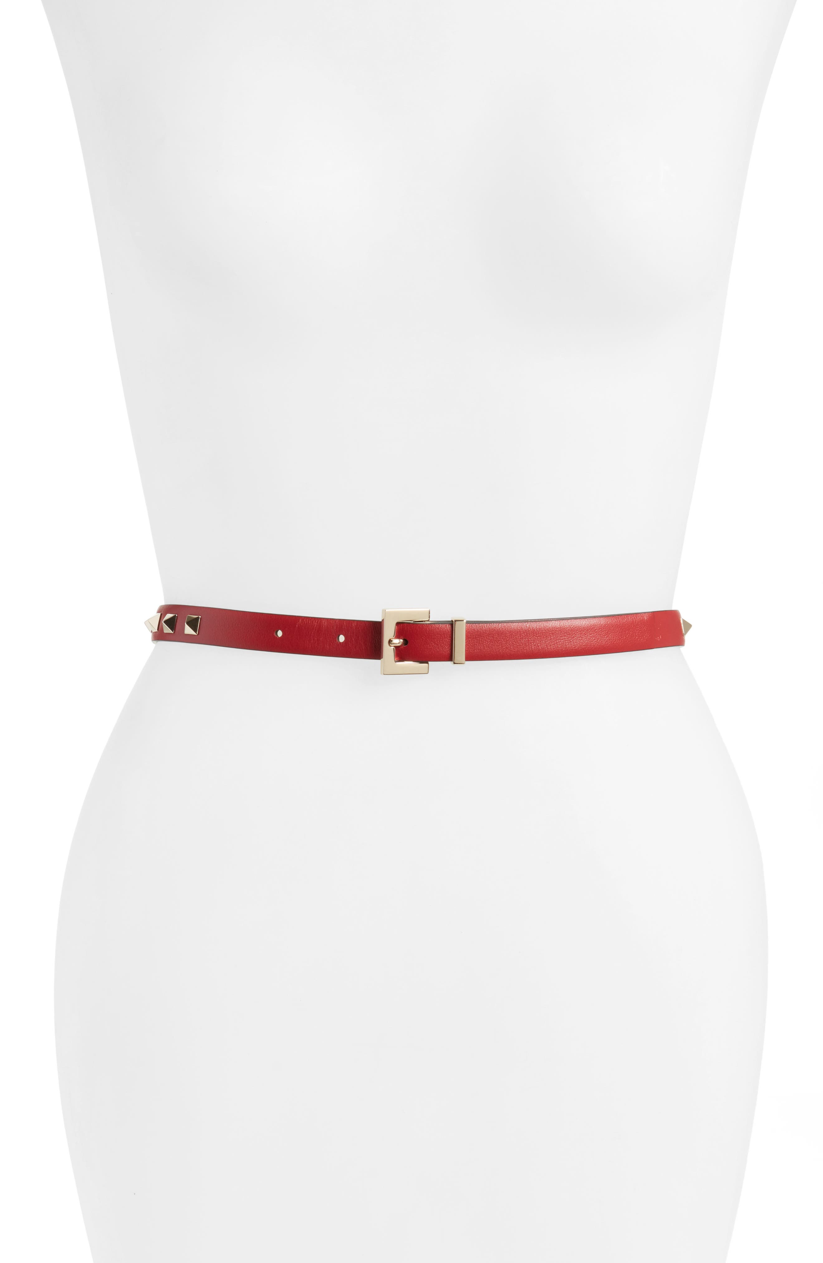 Valentino Garavani Rockstud Leather Belt, 0Ro Rosso V