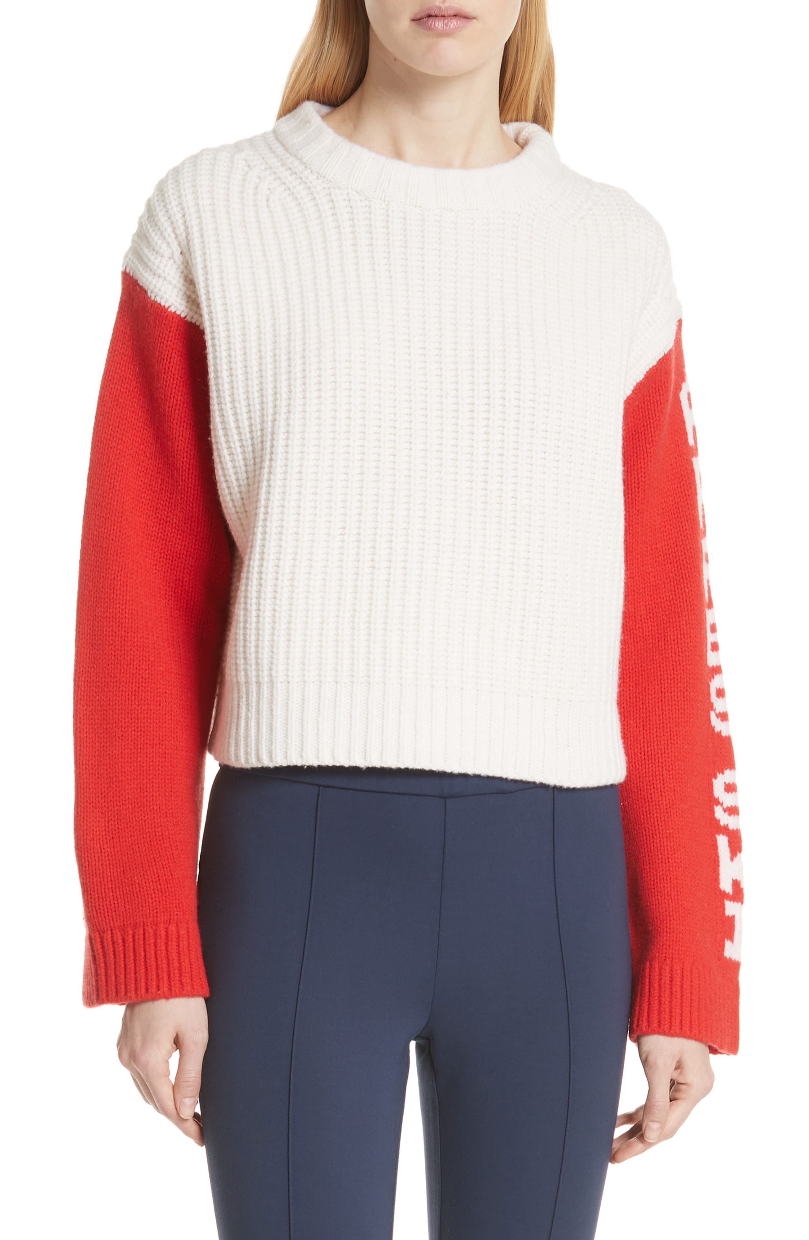 Tory Sport Crop Apres Ski Sweater, White