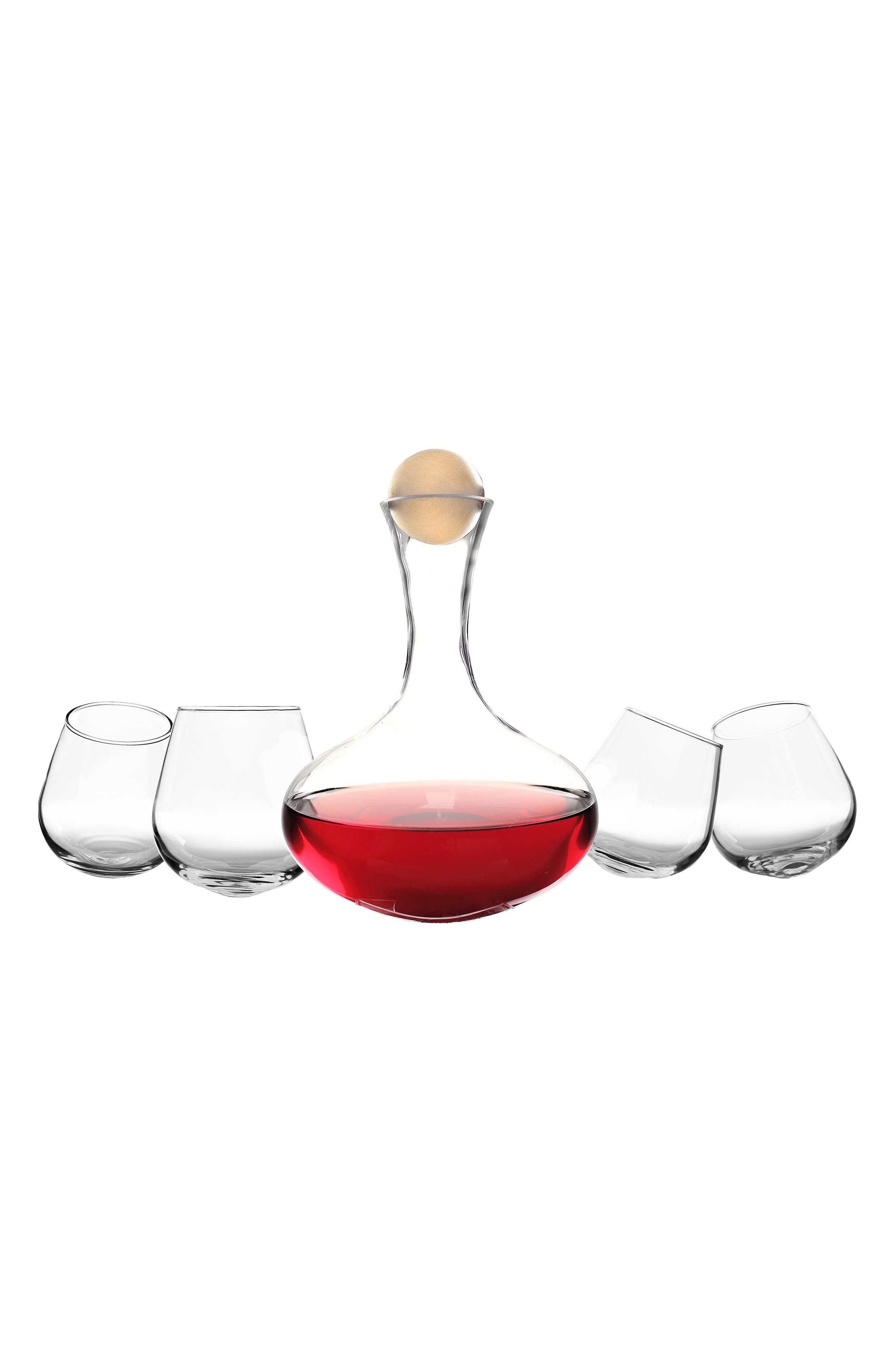 Cathy's Concepts 'Tipsy' Monogram Wine Decanter & Stemless Glasses (Set