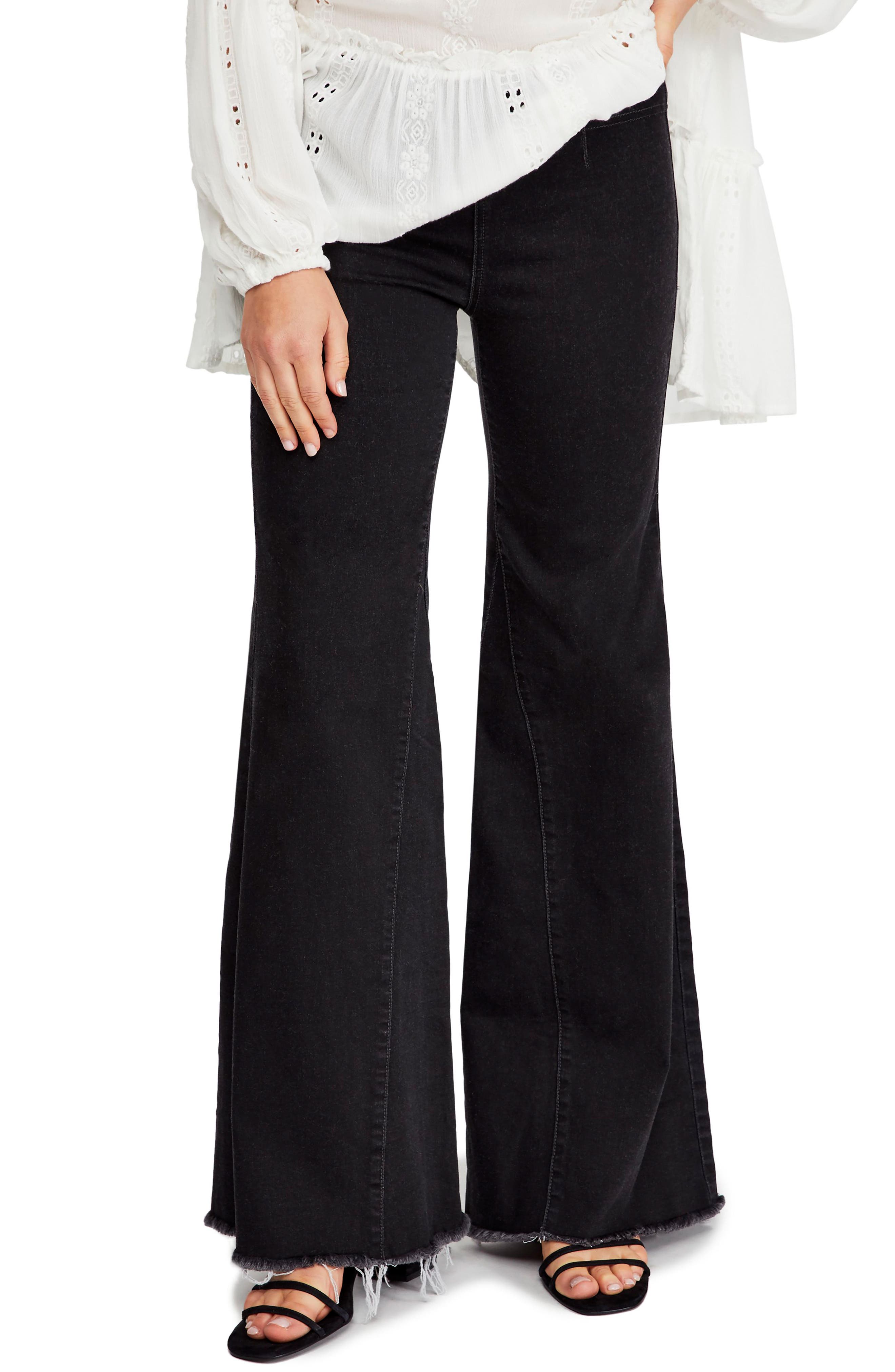 Free People Drapey Flare Pants, 7 - Black