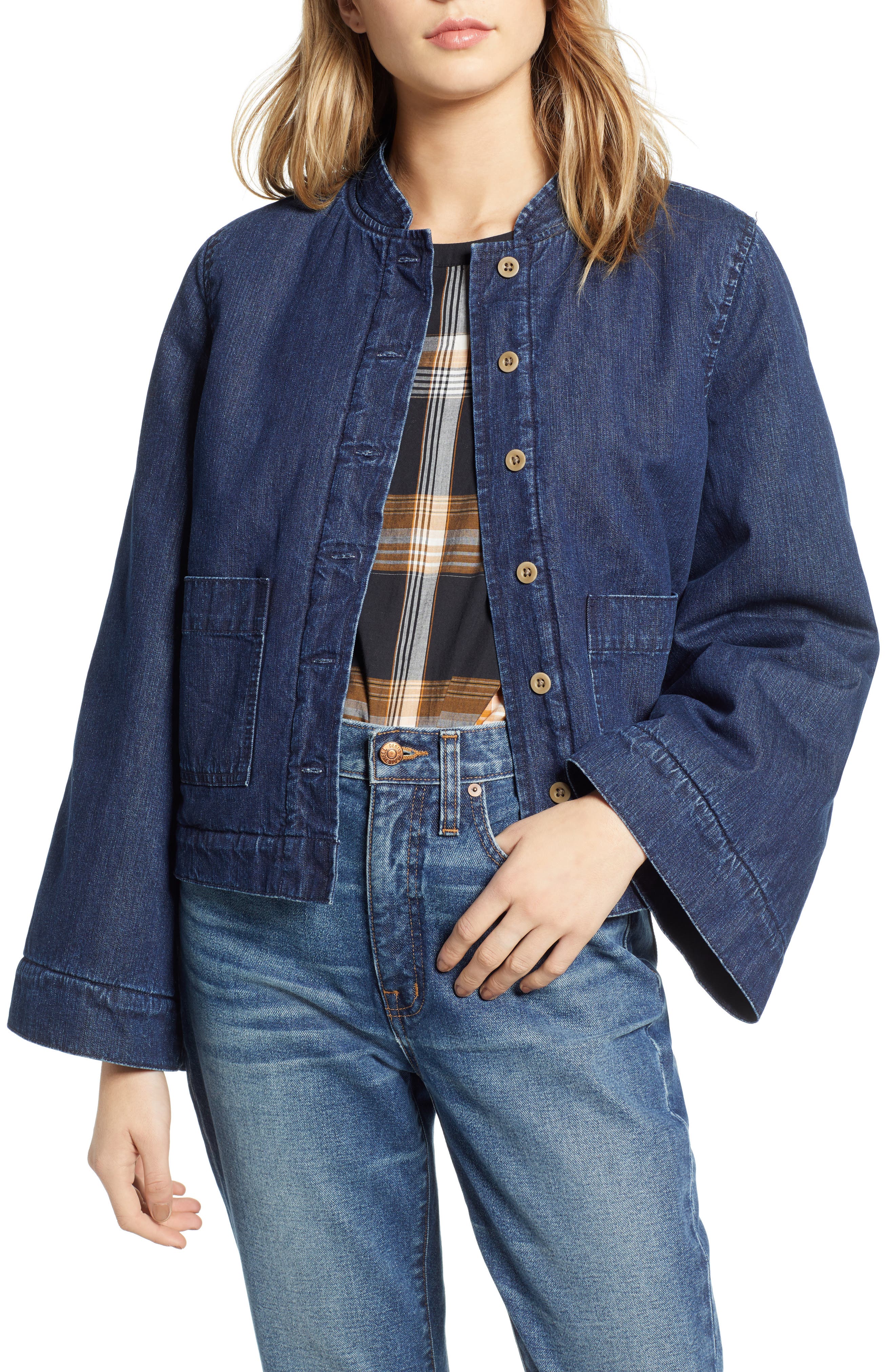 Madewell Reversible Fleece Jean Jacket, Blue