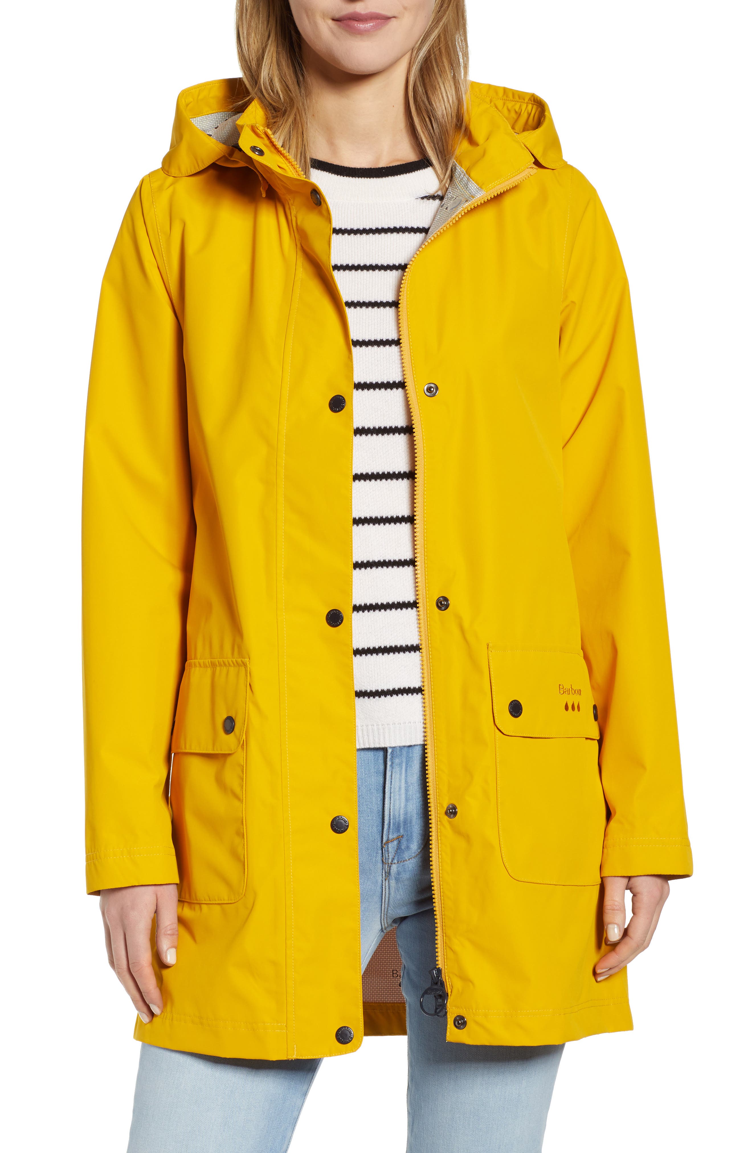 Barbour Inclement Waterproof Hooded Jacket, US / 8 UK - Yellow
